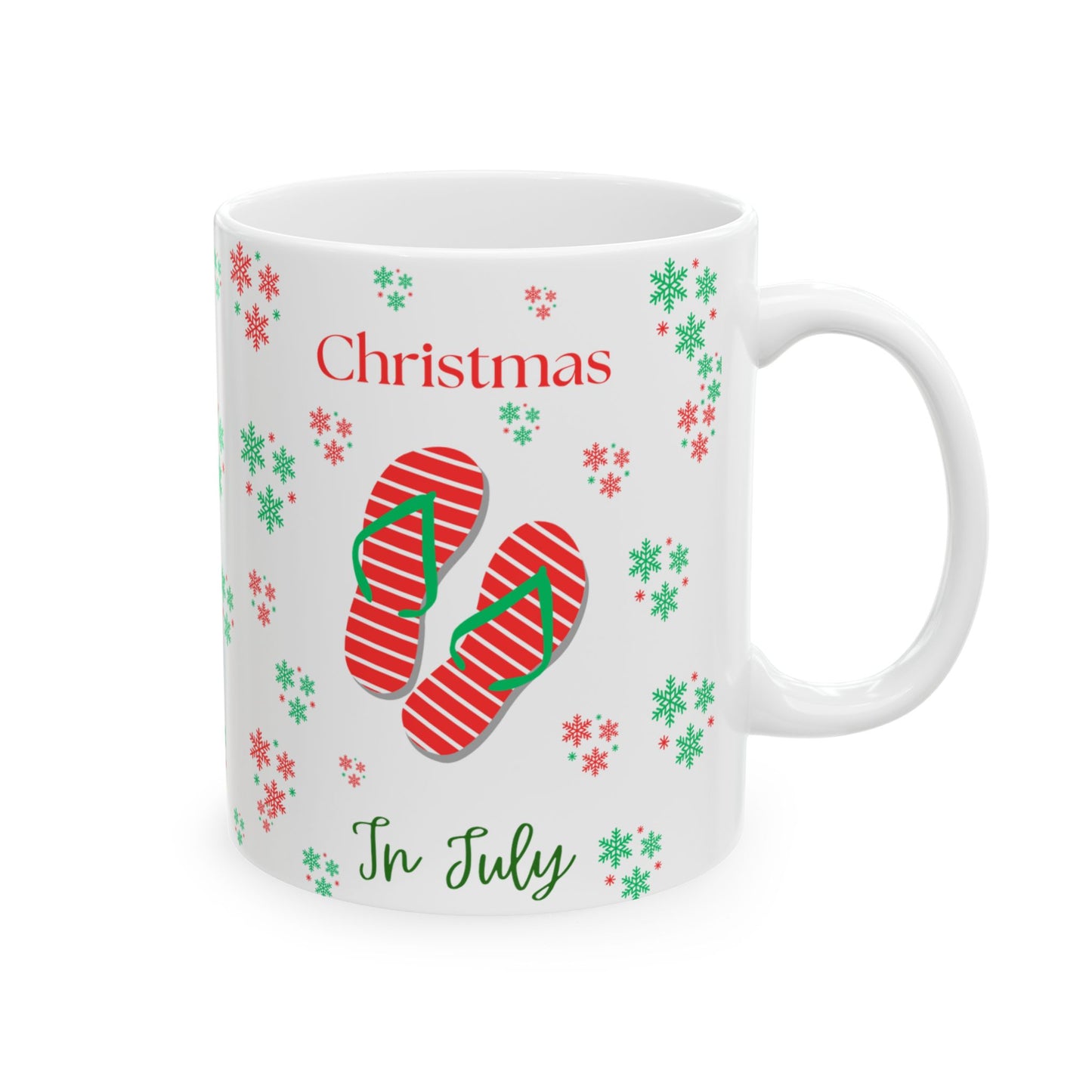Christmas In July Holiday Ceramic Mug | Christmas Coffee Cup, Gift for Her, Christmas Flip Flops