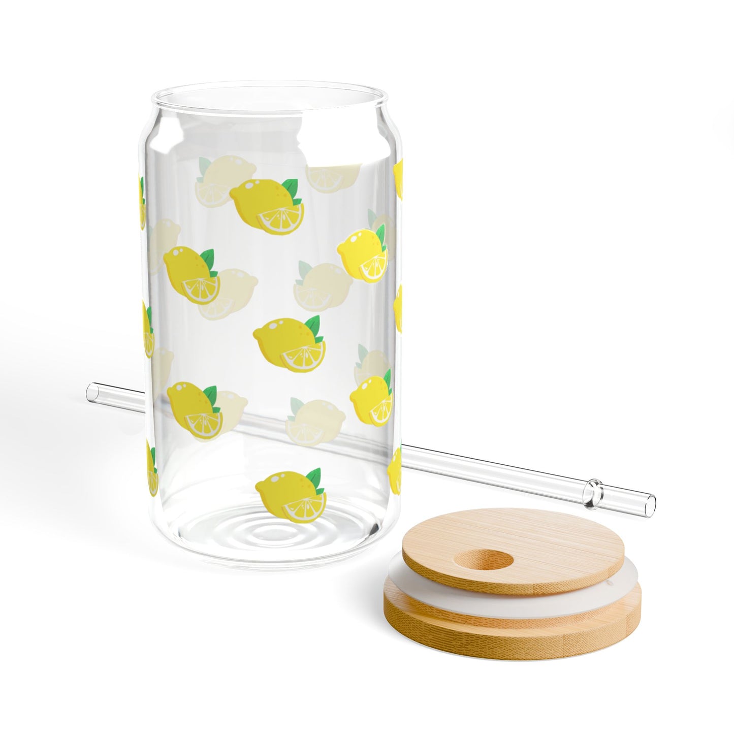 Lemon Sipper Glass, 16oz | Fun Summer Drinkware, Fruit-Themed Cup, Eco-Friendly Beverage Container, Great for Parties & Gifts