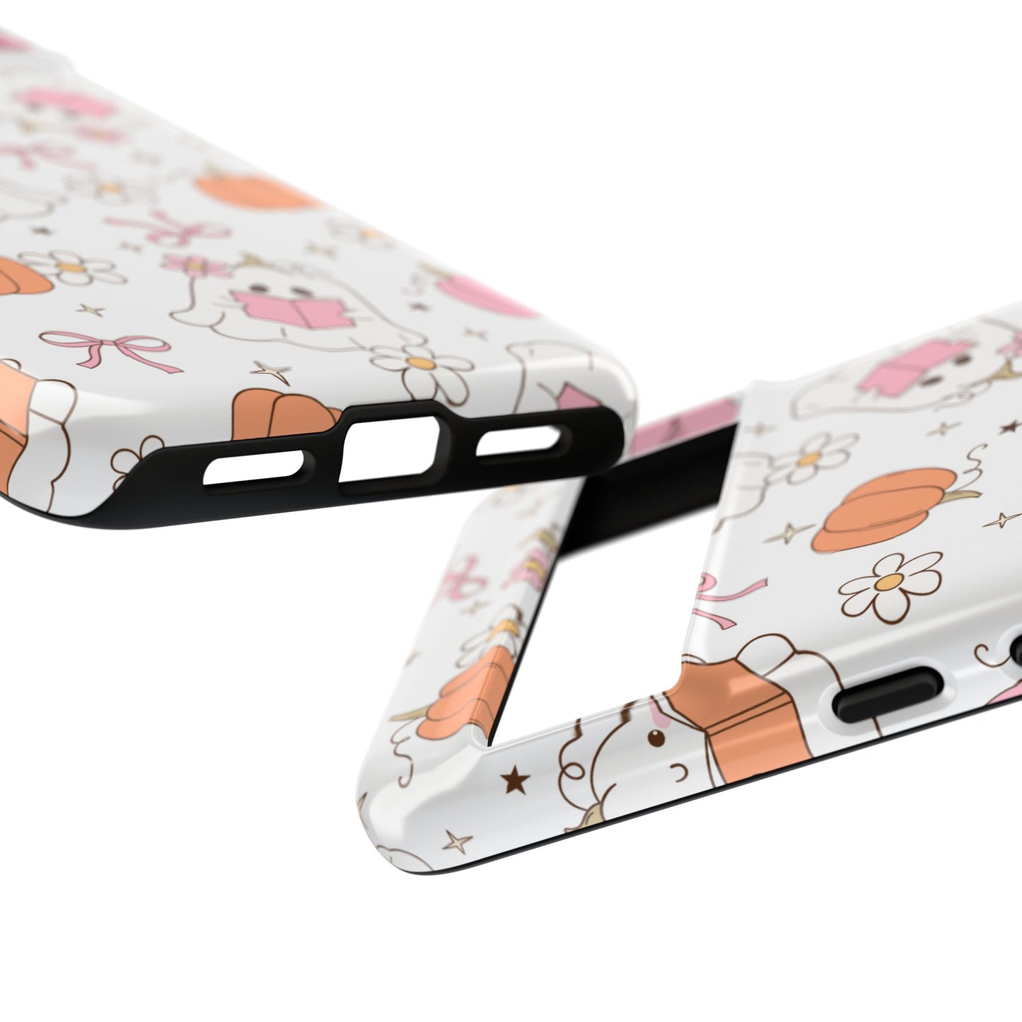 Pink Ghost and Pumpkin Phone Case, Halloween Decor, Girlfriend Gift, Kawaii Phone Cover, Fall Accessories