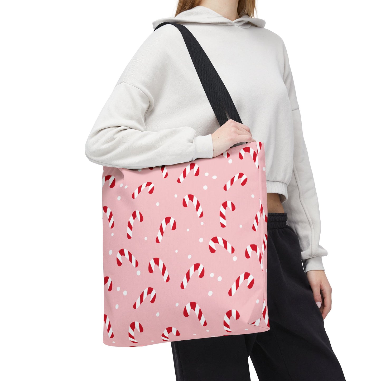 Candy Cane Christmas Tote Bag – Pink Holiday Reusable Shopper 🎁
