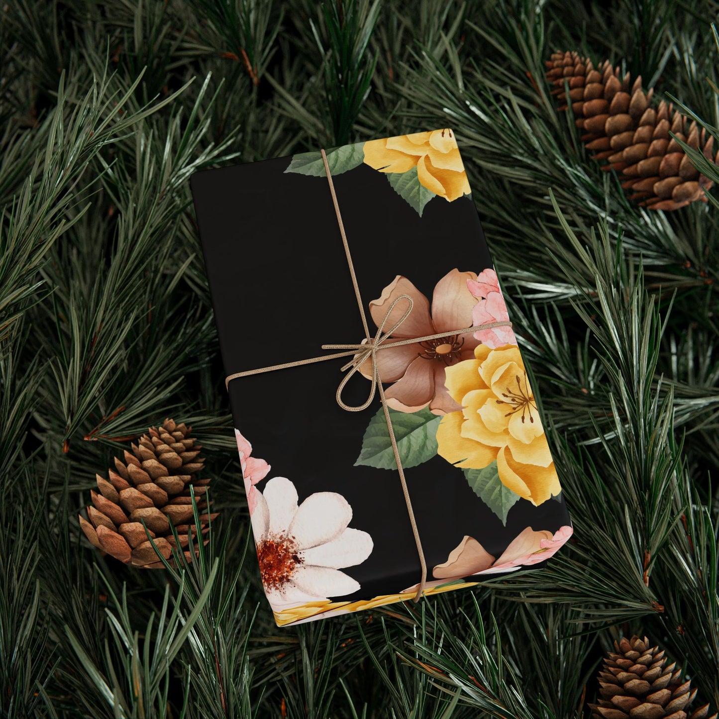Elegant Black Floral Wrapping Paper – Vintage Flower Gift Wrap