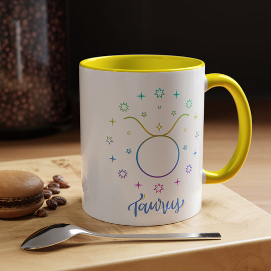 Colorful Taurus Accent Coffee Mug | Zodiac Gift for Astrology Lovers, Unique Personalized Birthday Mug, Paper Gift