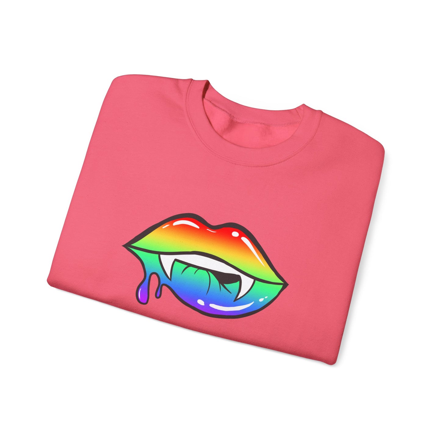 Colorful Vampire Fangs Crewneck Sweatshirt, Halloween Party Apparel, Spooky Fall Fashion, Unisex Sweatshirt, Halloween Sweatshirt,