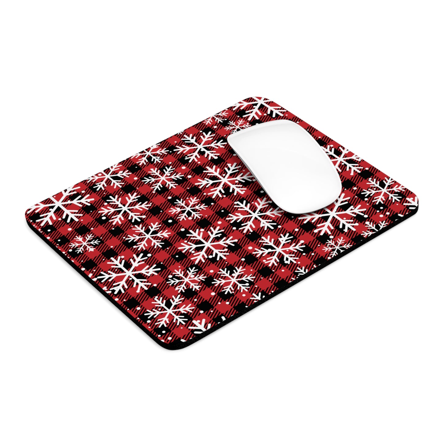 Buffalo Plaid Snowflake Mouse Pad – Cozy Holiday Desk Accessory