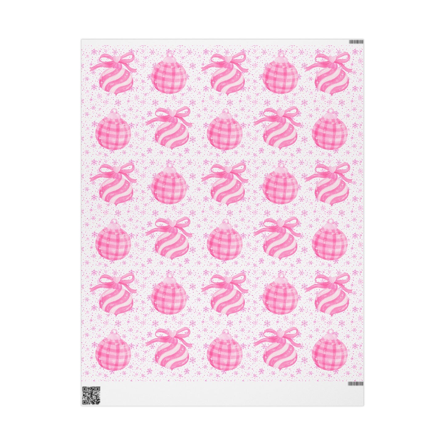 Pink Holiday Ornaments Gift Wrap – Cute Christmas Wrapping Paper
