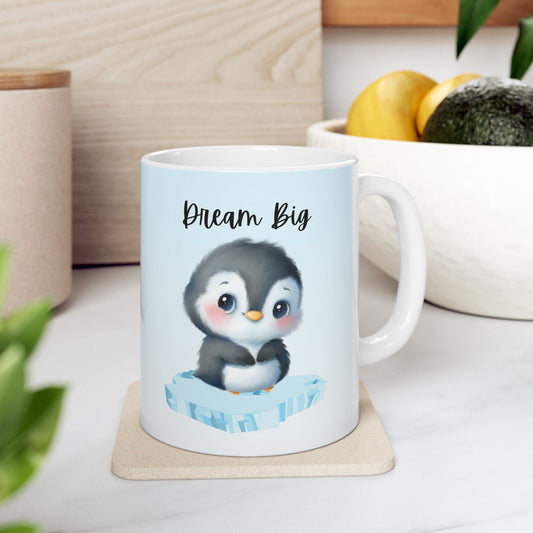 Penguin Motivational Ceramic Mug, Perfect Gift for Animal Lovers, Inspirational Mug, Penguin Lovers Gift, Cozy Beverage Cup