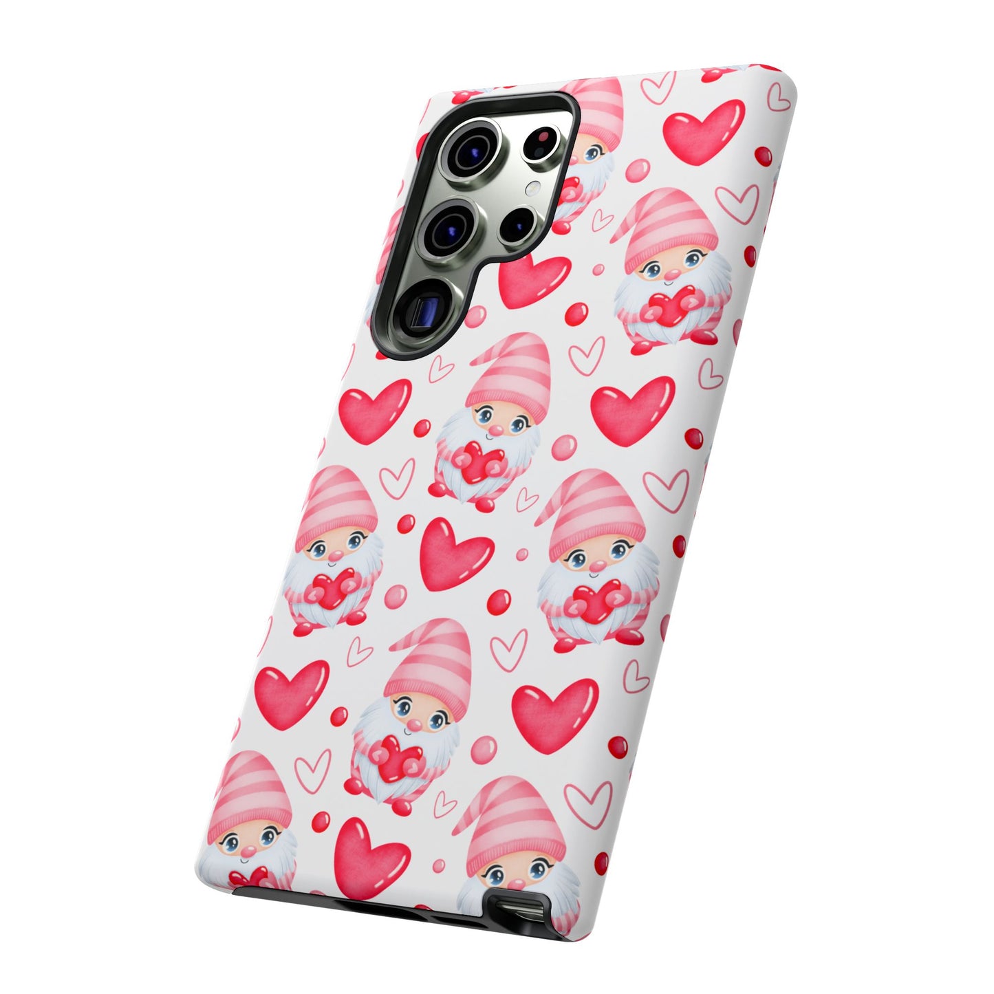 Pink Gnome Heart Phone Case, Festive Gift for Her, Unique Protective Case, Fun Holiday Accessory, Valentine's Day Accessory