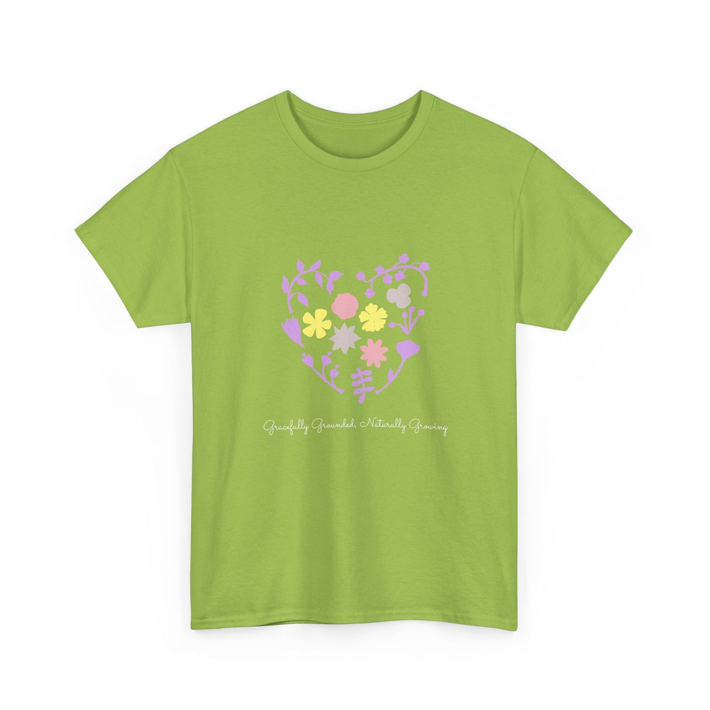 Gracefully Grounded Short Sleeve Tee, Floral Heart Inspirational T-Shirt