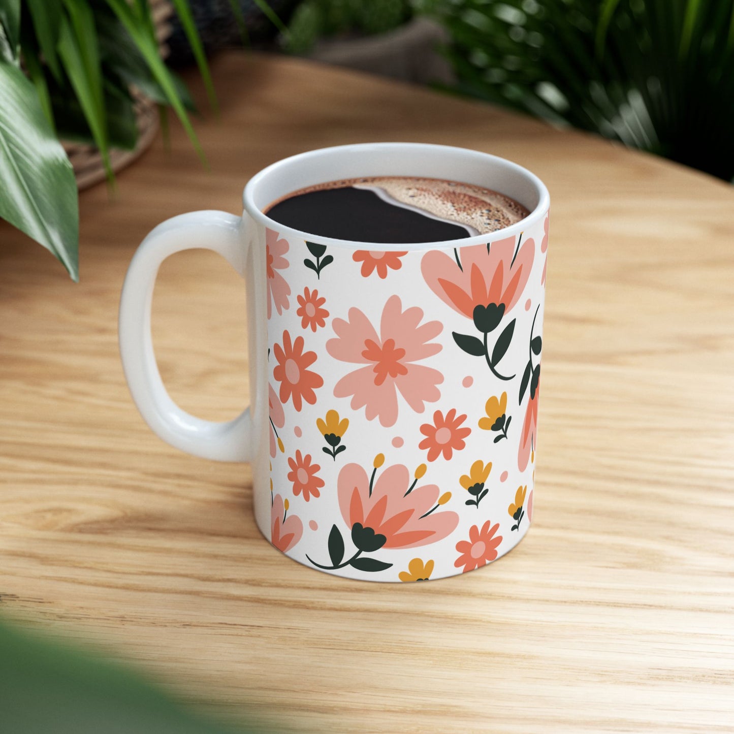 Pink Floral Coffee Mug – Cute Gift for Friends, Moms & Coworkers