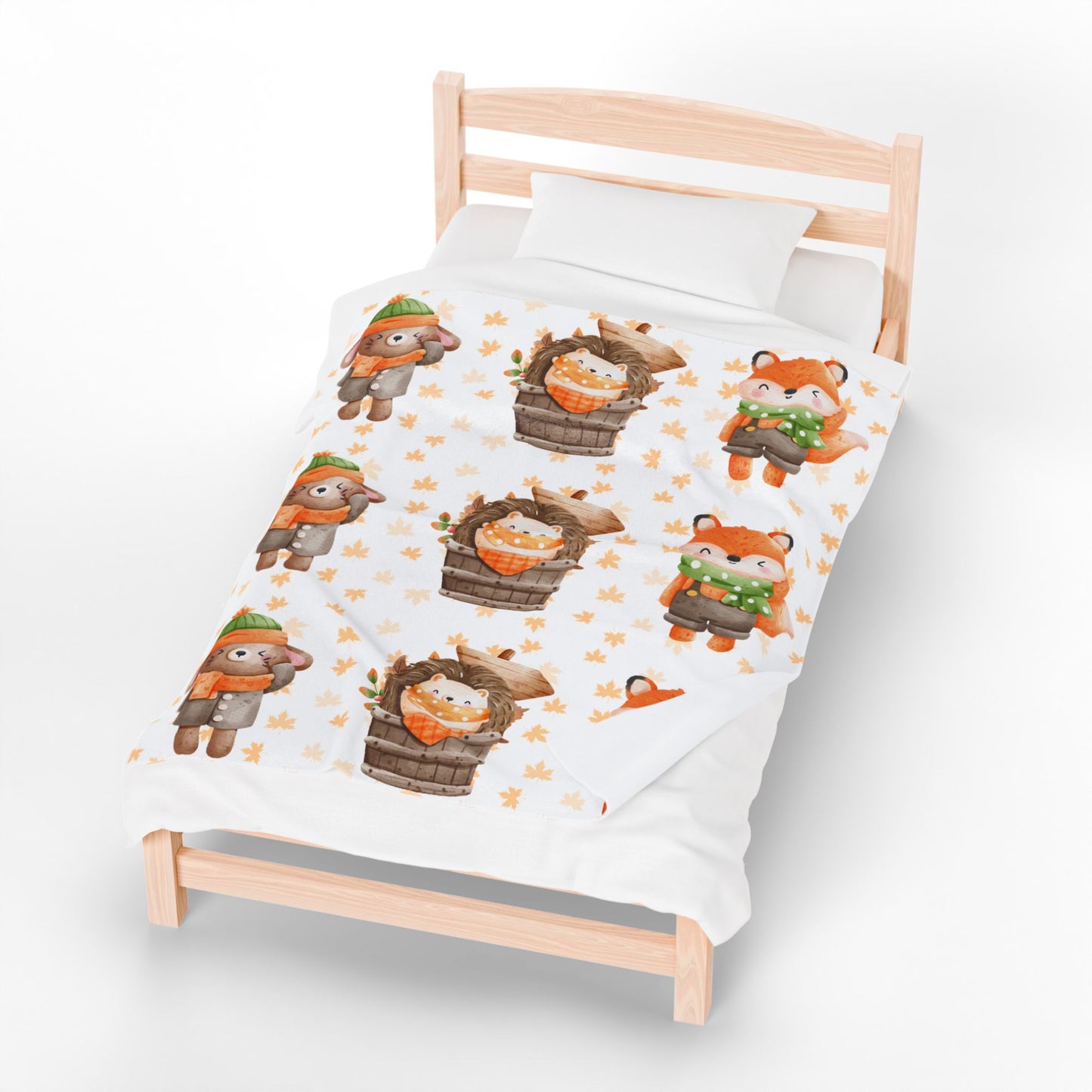 Cozy Woodland Animals Velveteen Plush Blanket | Cute Forest Creatures, Warm Throw for Kids, Nursery Décor, Fall Gift