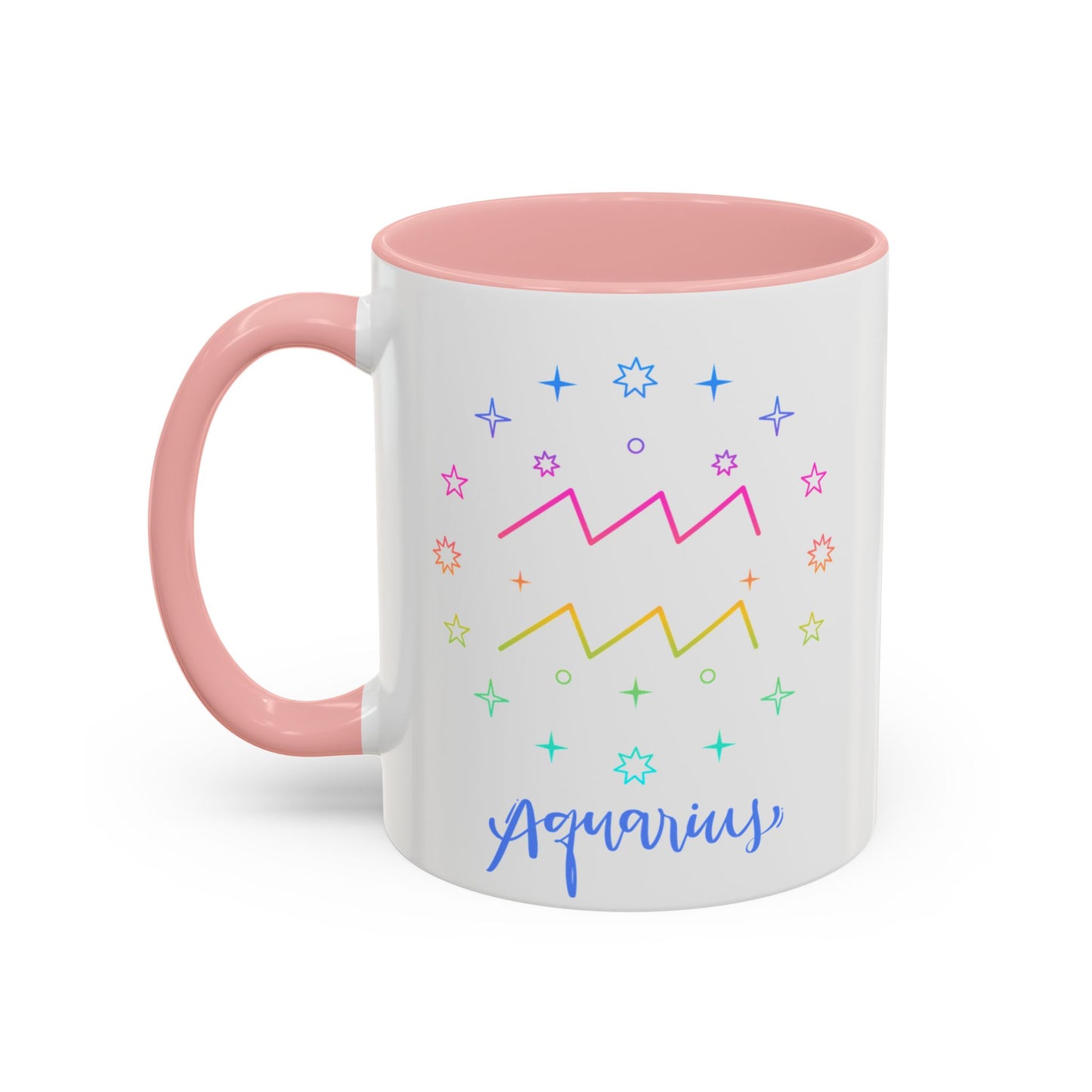 Aquarius Accent Coffee Mug - Colorful Zodiac Mug, Astrology Gift, Horoscope Coffee Cup, Birthday Present, Personalized Mug