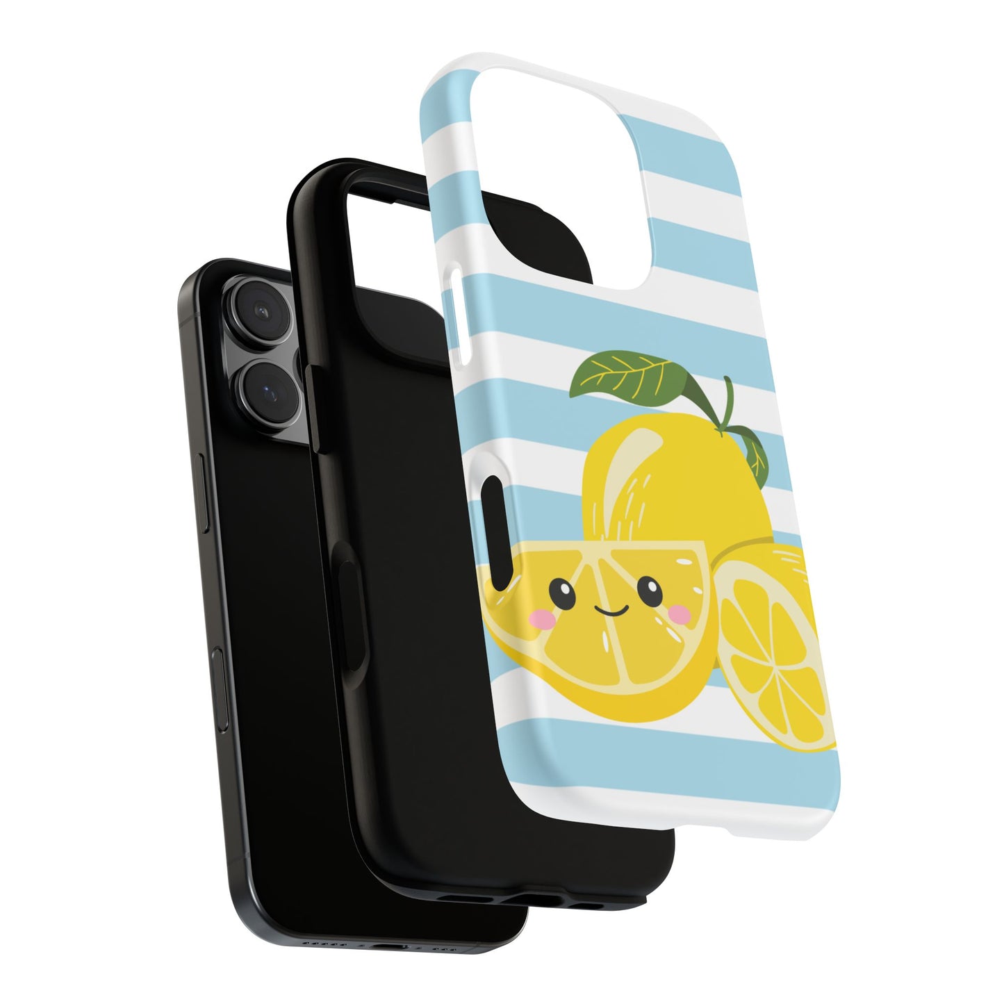 Striped Lemon Phone Case - Tough Cases, Fruit Design, Fun iPhone Cover, Summer Accessories, Bright Phone Protection