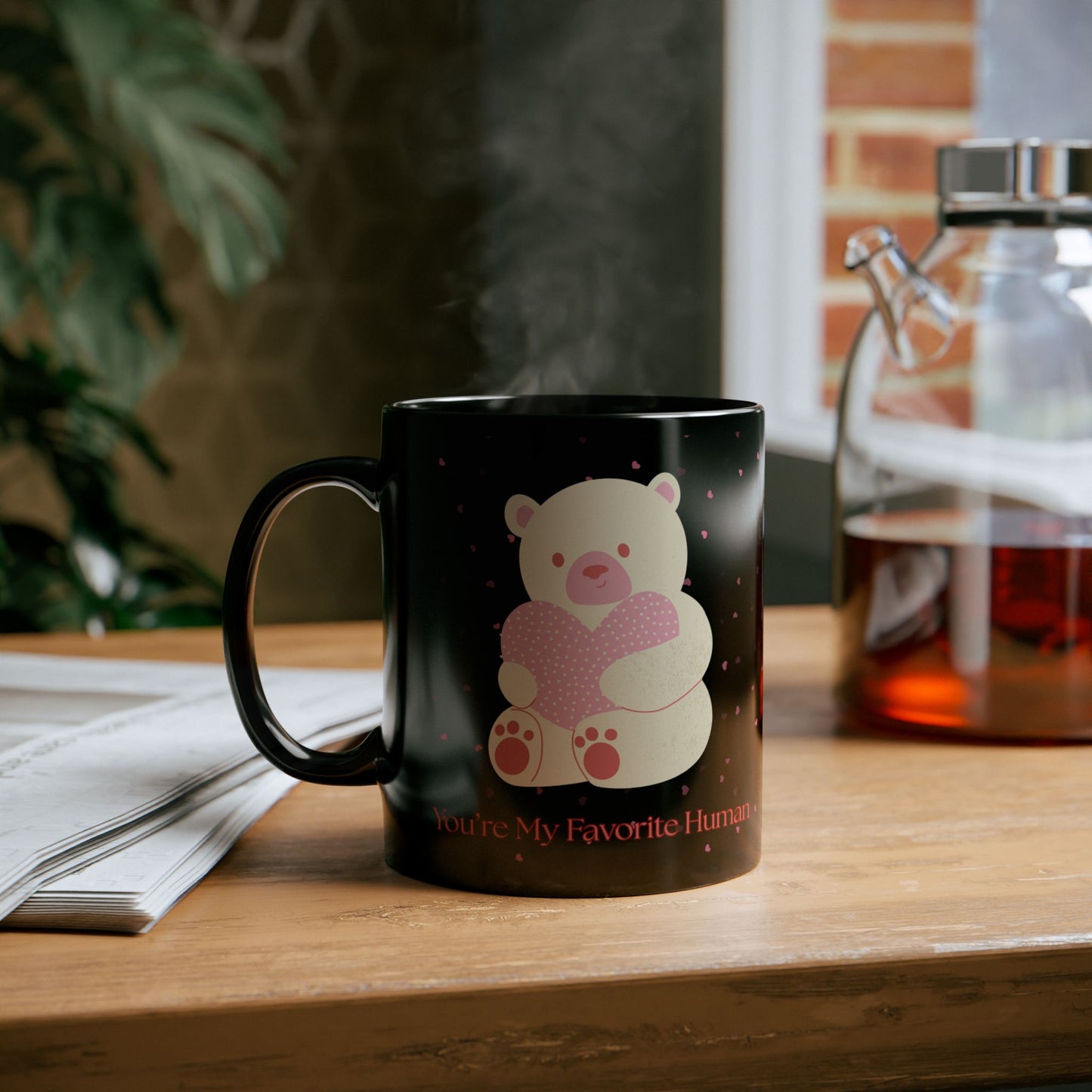 Cute Bear Black Mug - "You're My Favorite Human" - Perfect Gift for Loved Ones