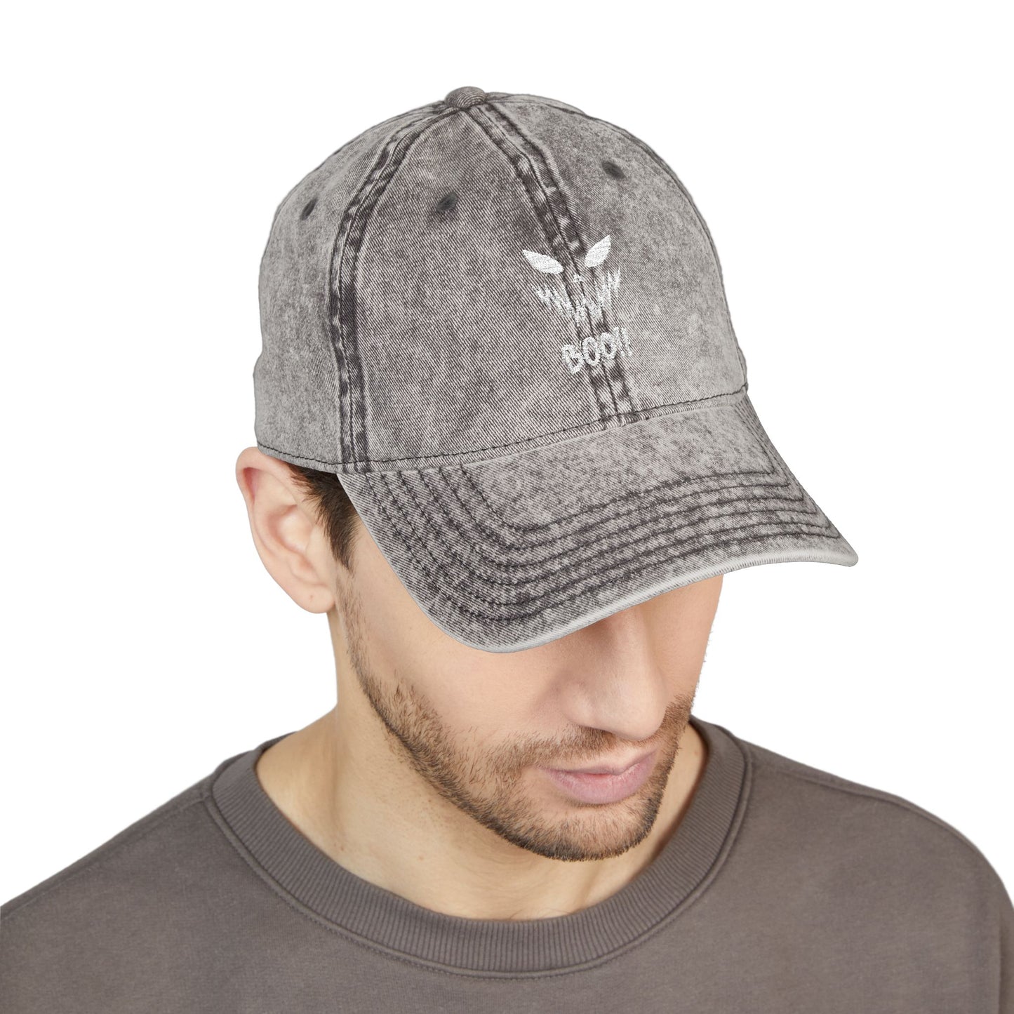 Vintage Boo Hat, Scary Face Halloween Cap, Distressed Unisex Baseball Hat, Spooky Fall Aesthetic Gift, Retro Boo Hat for Him or Her