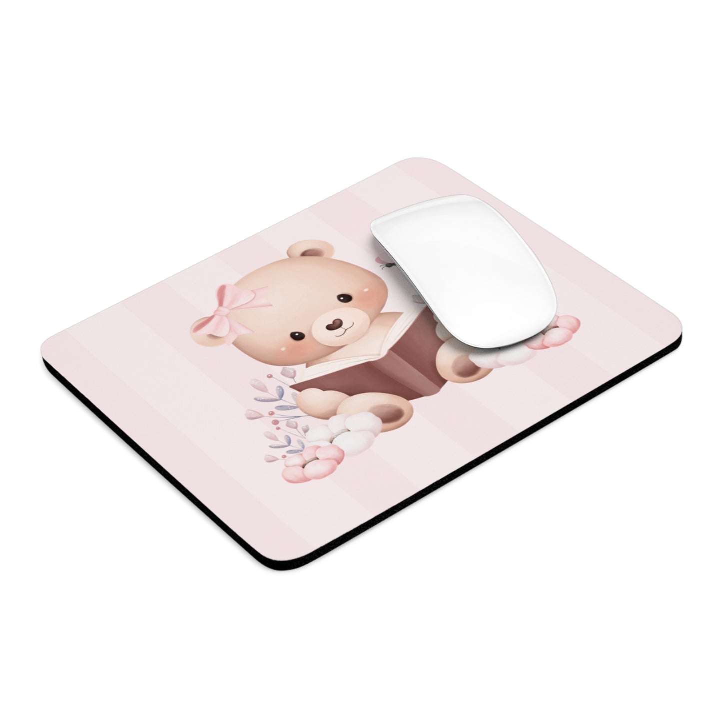 Cute Bear Reading Mouse Pad, Desk Accessory, Gift for Students, Home Office Decor, Personalized Mouse Pad