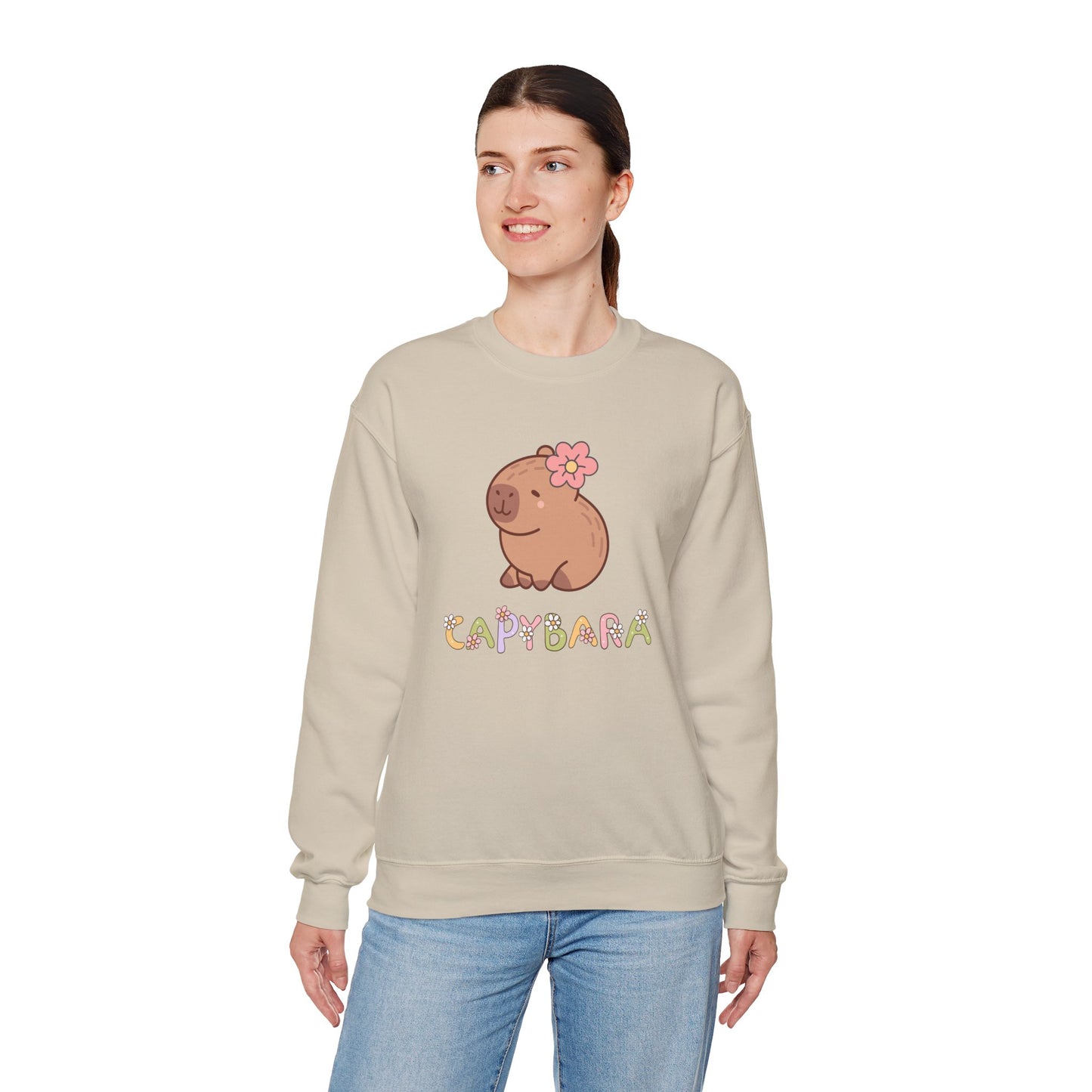 Cute Capybara Sweatshirt – Unisex Long Sleeve Cozy Pullover