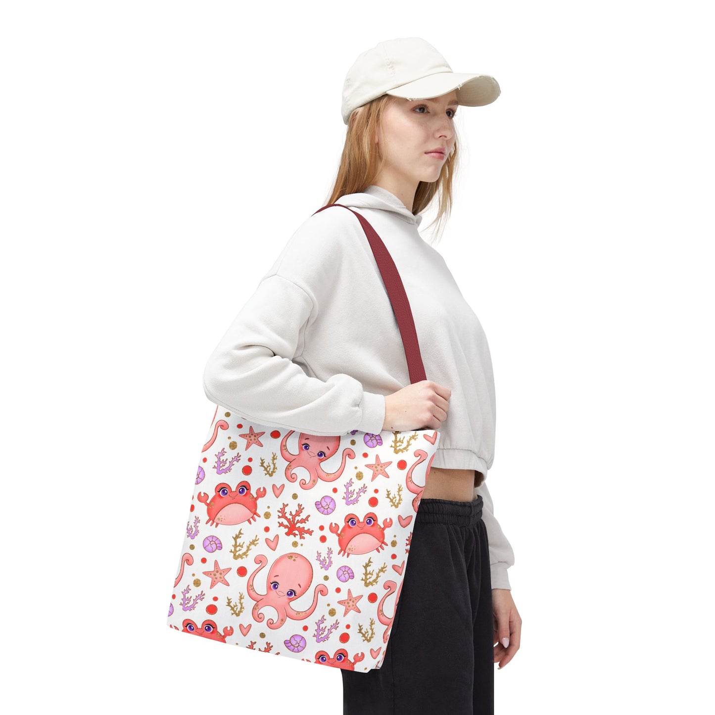 Ocean-Themed Tote Bag, Cute Octopus and Crab Design, Beach Bag, Eco-Friendly Shopping Tote, Perfect Gift for Sea Lovers