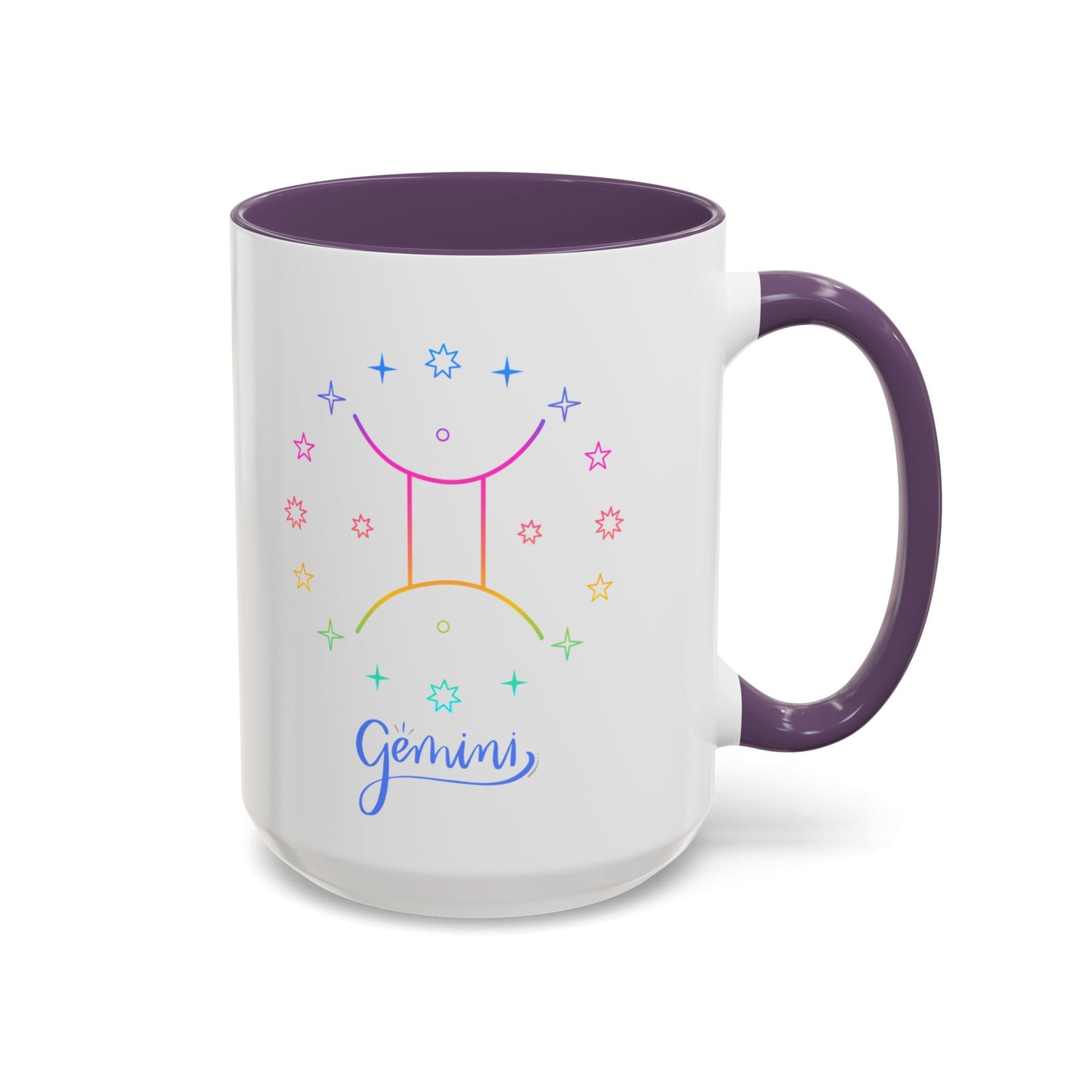 Gemini Starry Accent Coffee Mug - Colorful Horoscope Gift, Astrology Mug, Zodiac Lover Cup, Unique Birthday Present, Celestial Drinkware