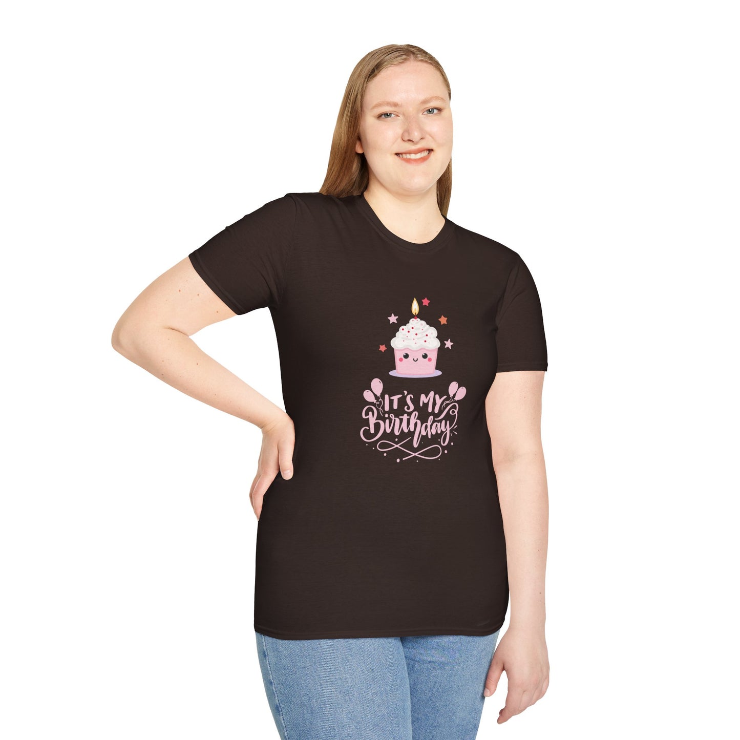 It's My Birthday Shirt for Women Pink Cupcake Graphic Tee, Cute Birthday Girl Outfit, Celebration T-Shirt, Party Gift Idea