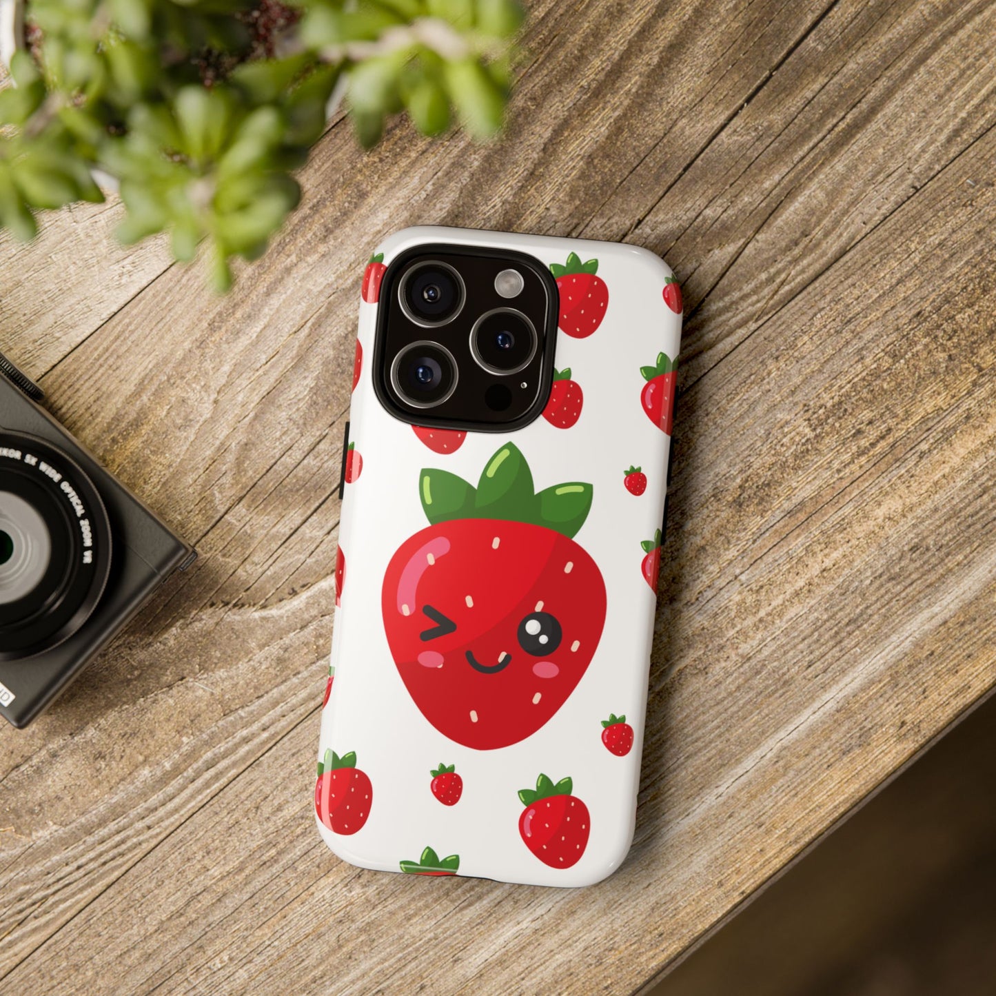 Kawaii Strawberry Phone Case - Cute Fruit Phone Cover, Fun Gift for Teens, Spring Accessory, Durable Tough Cases
