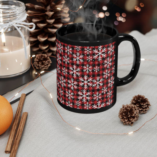 Buffalo Plaid Snowflake Ceramic Mug – Cozy Winter Coffee Cup