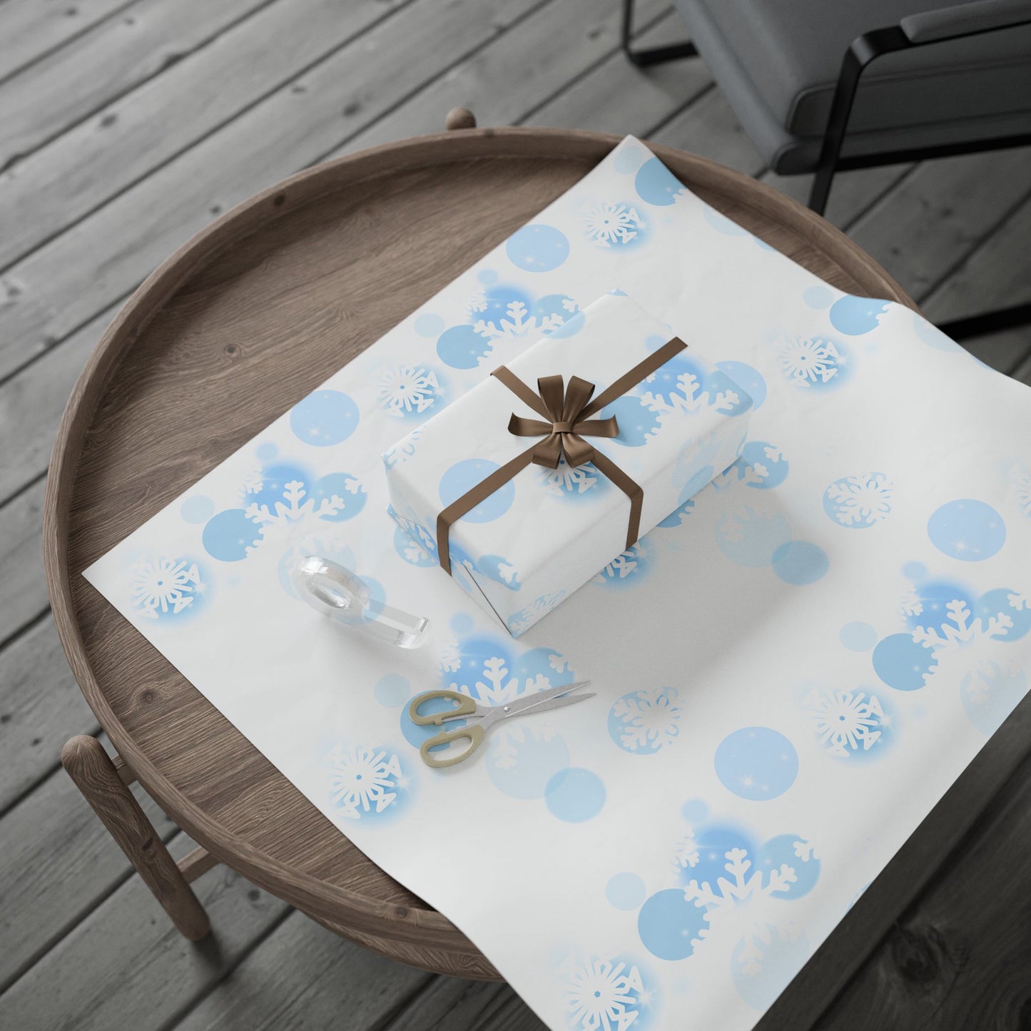 Blue Snowflake Winter Wrapping Paper | Cozy Holiday Gift Wrap