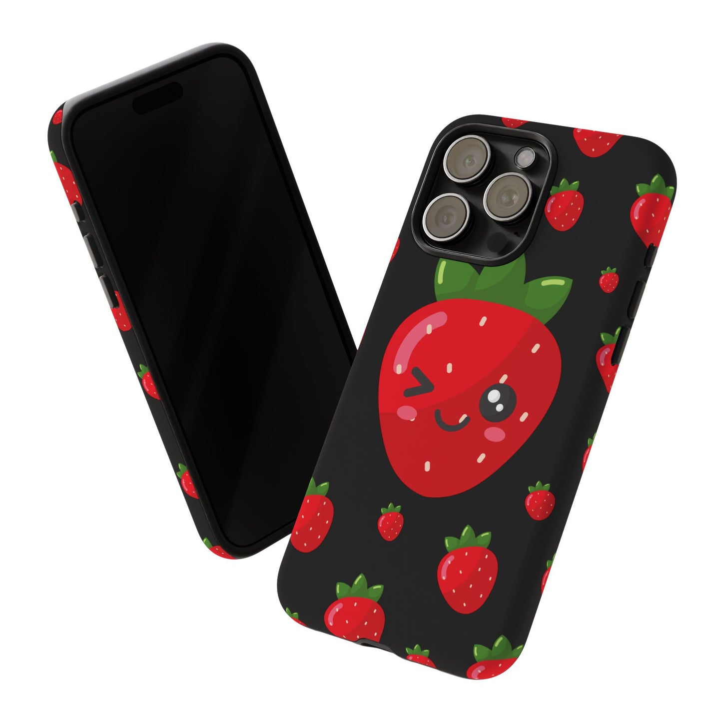 Cute Strawberry Phone Case, Kawaii Phone Cover, Tough Phone Cases, Gift for Teens, Summer Accessories, Cute Fruit Design