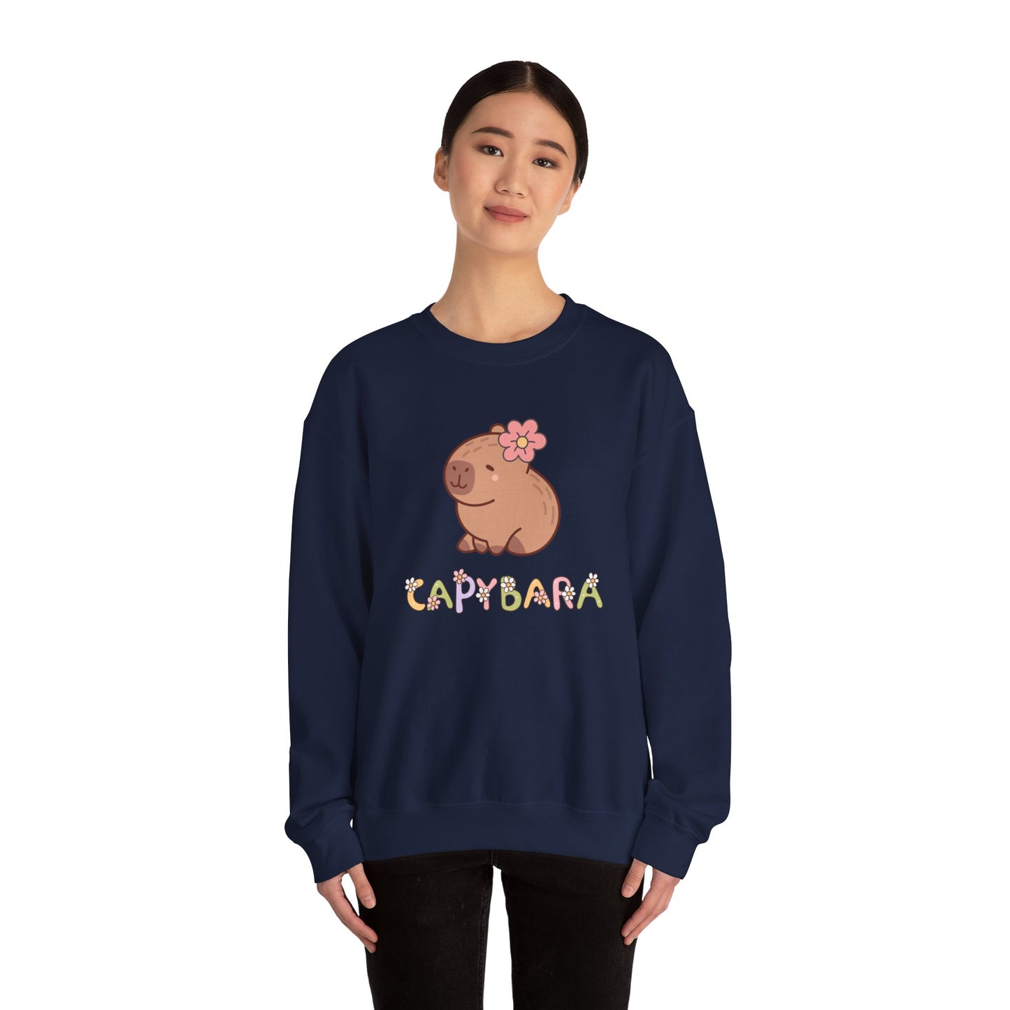 Cute Capybara Sweatshirt – Unisex Long Sleeve Cozy Pullover