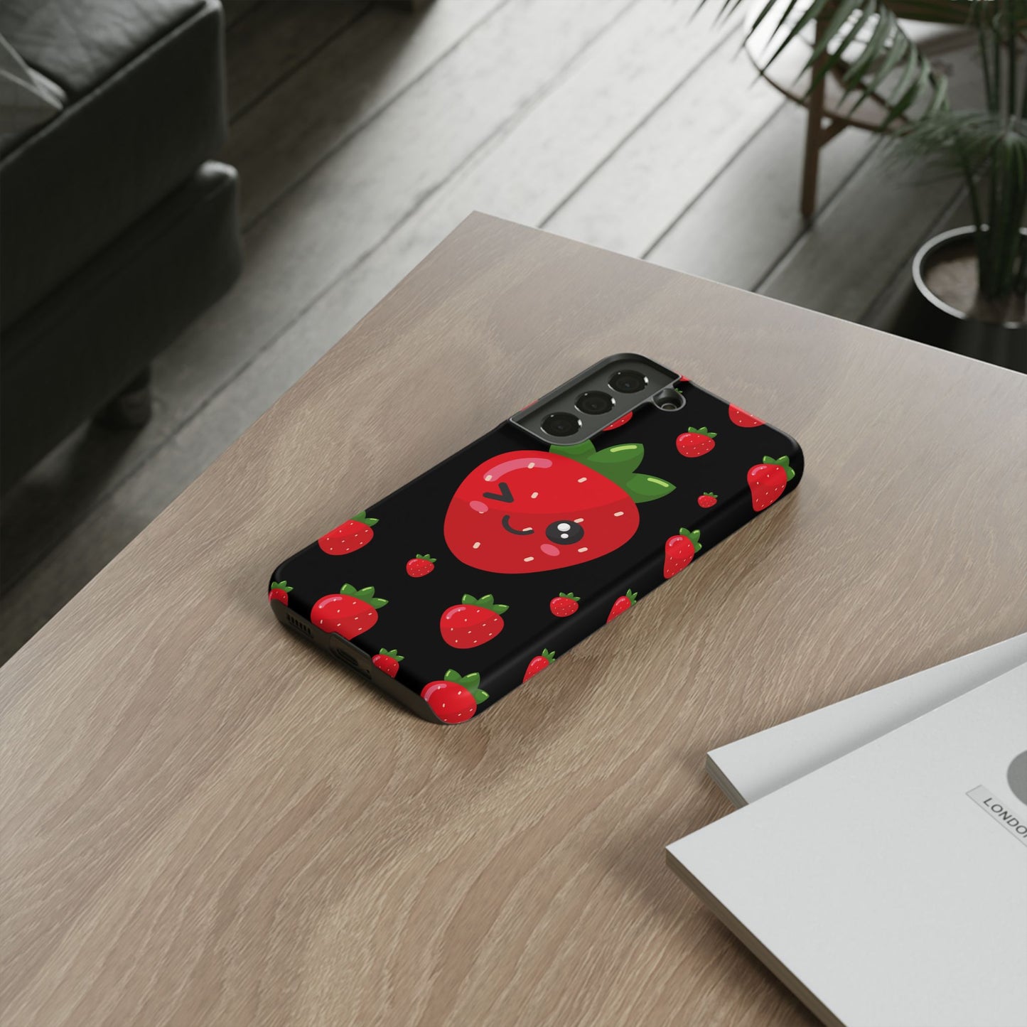 Cute Strawberry Phone Case, Kawaii Phone Cover, Tough Phone Cases, Gift for Teens, Summer Accessories, Cute Fruit Design