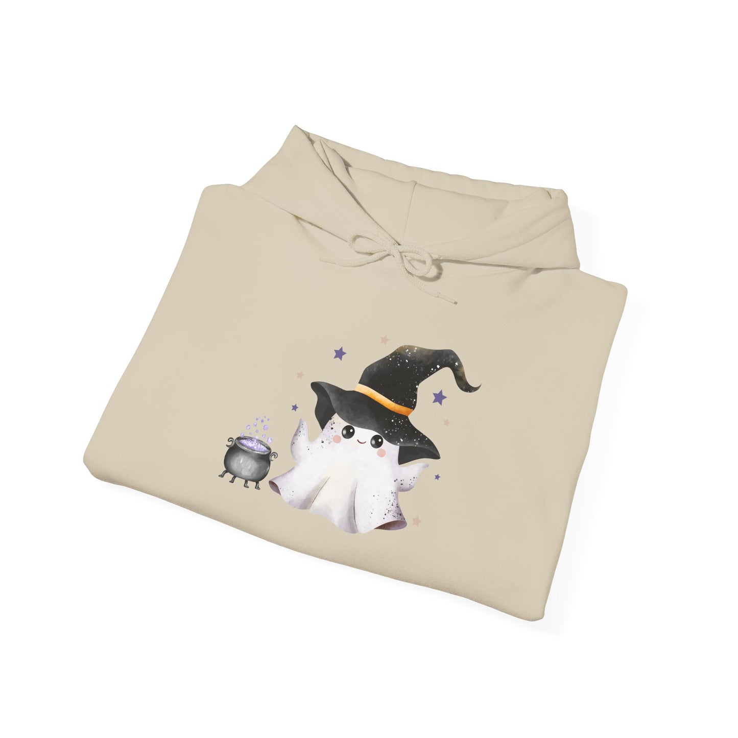 Cute Ghost Witch Halloween Sweatshirt, Cozy Hooded Sweatshirt, Spooky Fall Apparel, Unisex Halloween Clothing, Holiday Gift