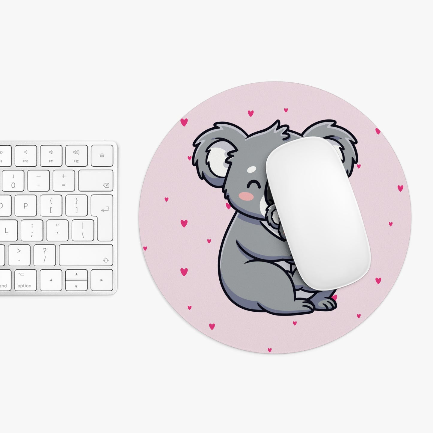 Cute Koala Mom & Baby Pink Mouse Pad