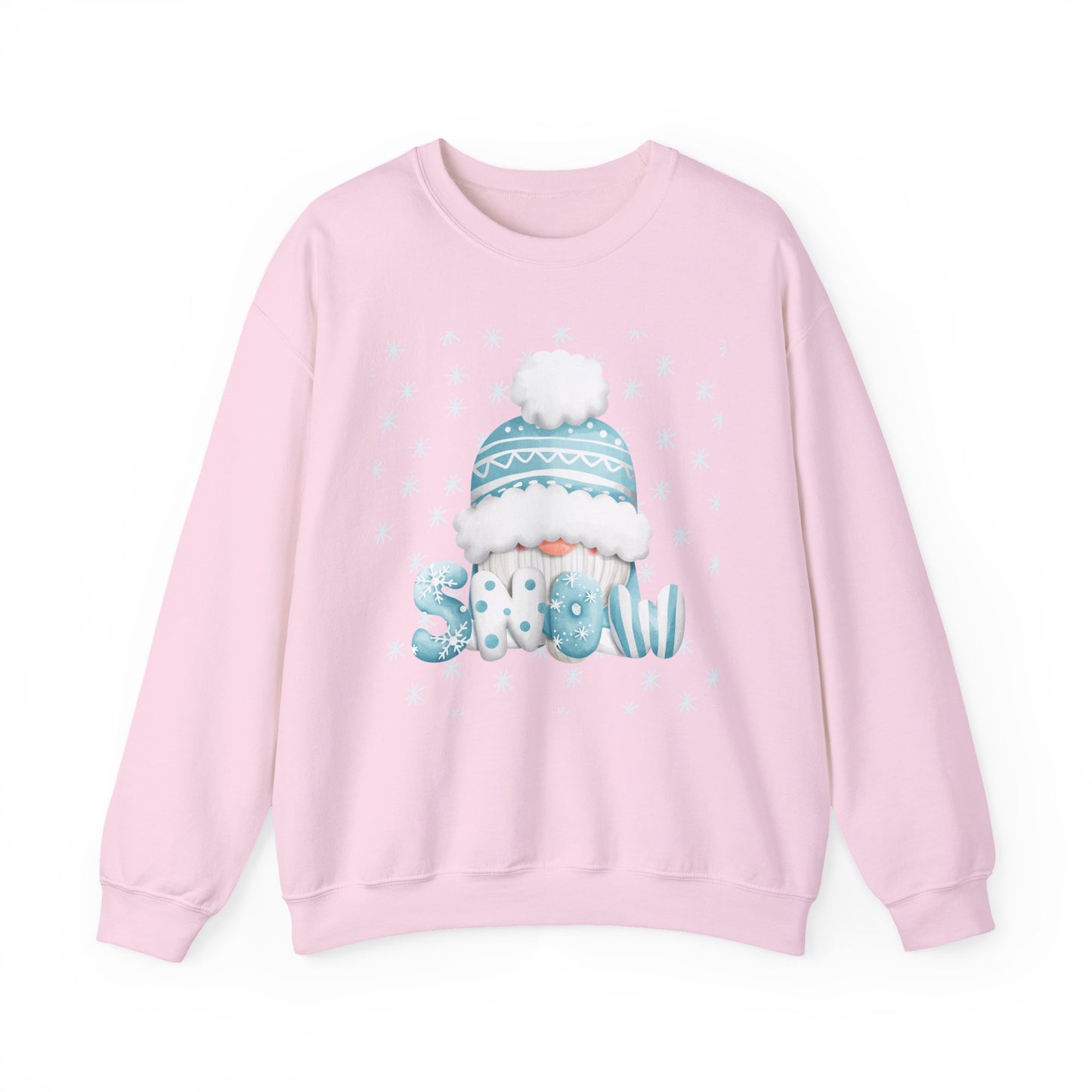 Winter Gnome "Snow" Sweatshirt, Cozy Holiday Crewneck, Cute Gnome Snowflake Graphic Top