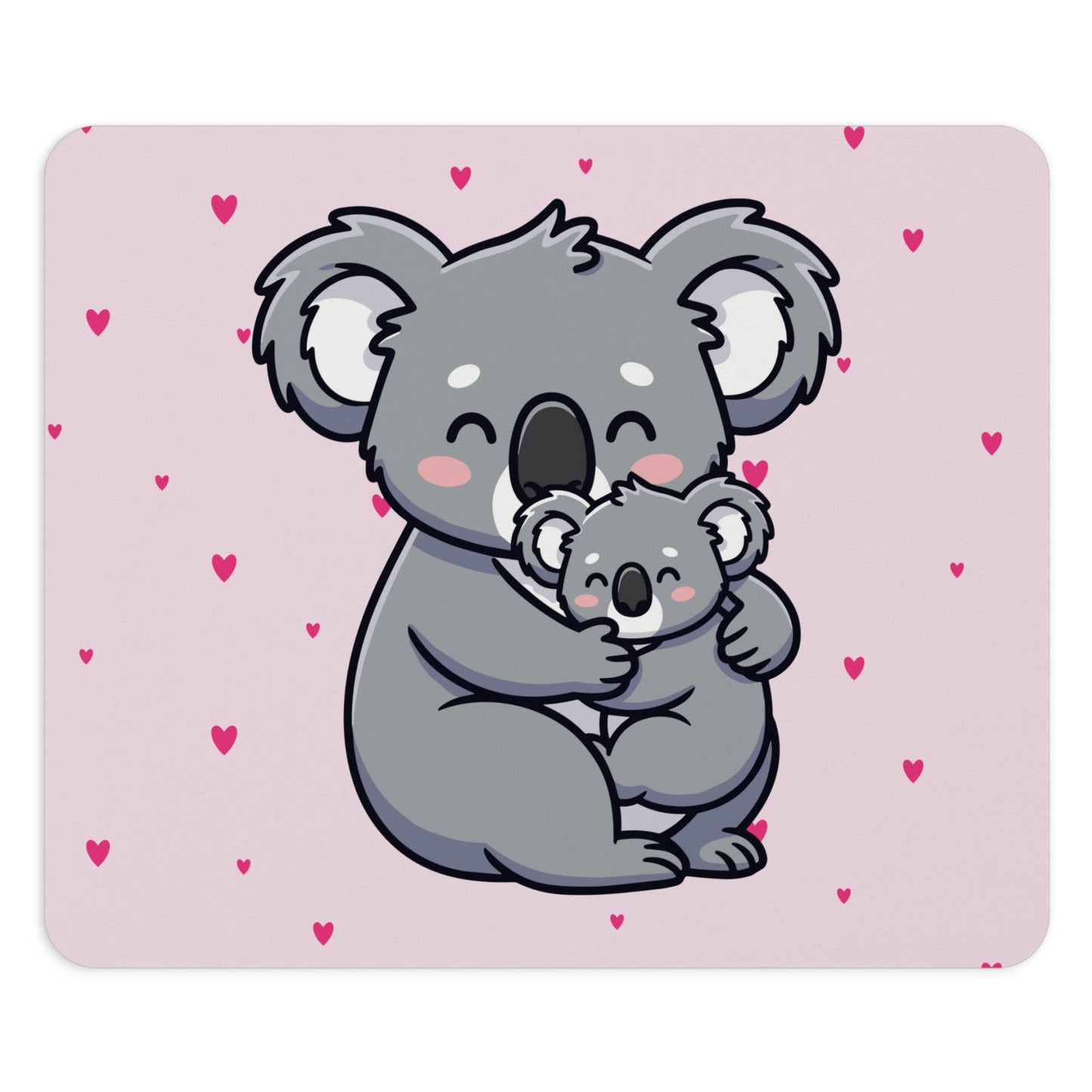 Cute Koala Mom & Baby Pink Mouse Pad