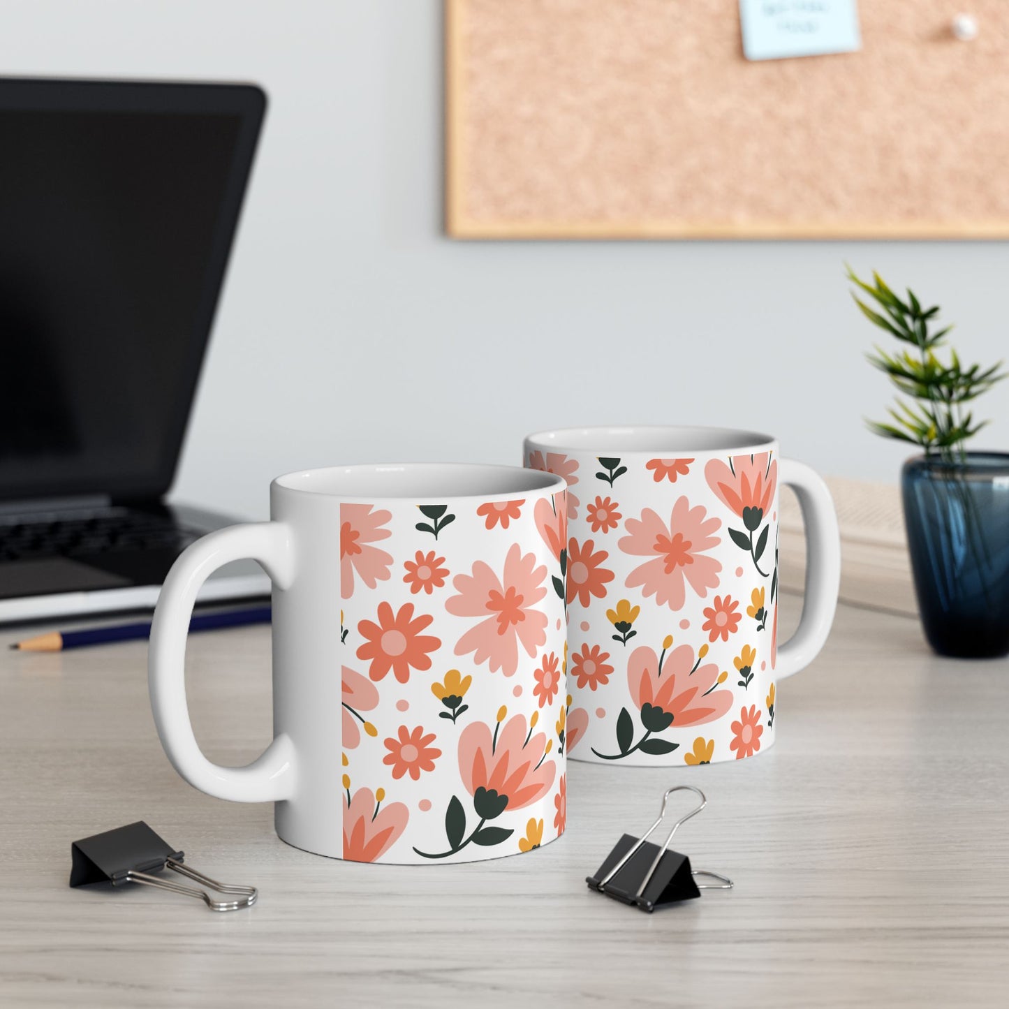 Pink Floral Coffee Mug – Cute Gift for Friends, Moms & Coworkers
