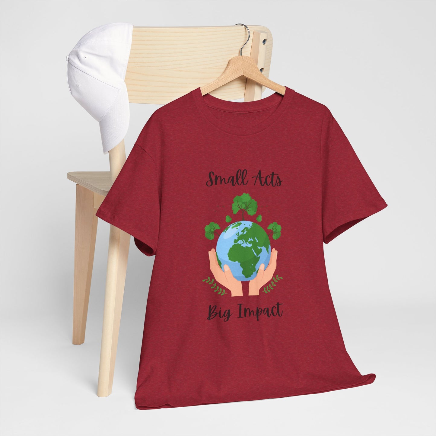 Eco-Friendly Unisex Heavy Cotton Tee, Small Acts Big Impact Shirt, Sustainable Fashion, Gift for Earth Lovers, Everyday Casual Wear