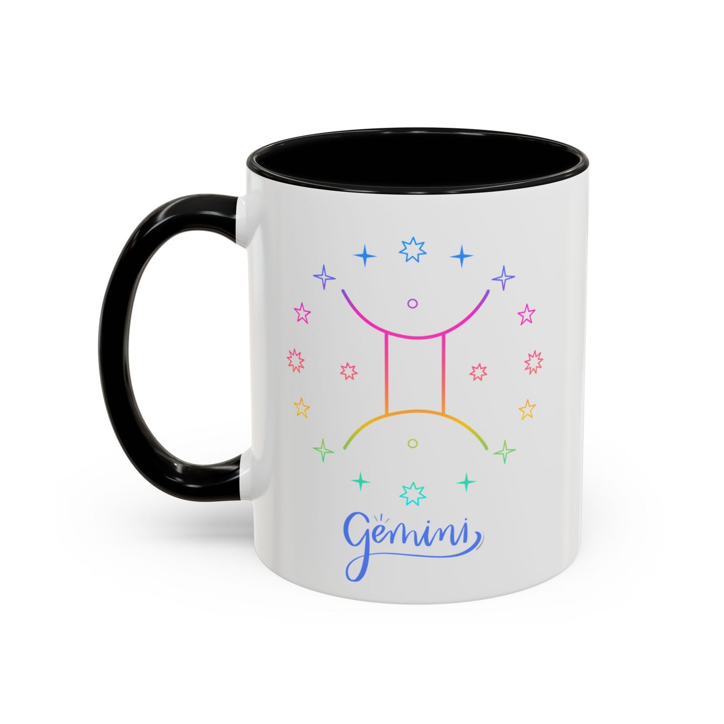 Gemini Starry Accent Coffee Mug - Colorful Horoscope Gift, Astrology Mug, Zodiac Lover Cup, Unique Birthday Present, Celestial Drinkware