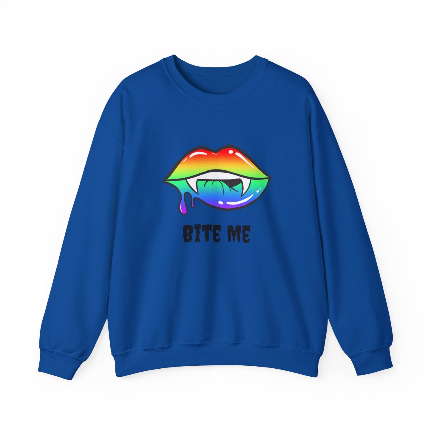 Colorful Vampire Fangs Crewneck Sweatshirt, Halloween Party Apparel, Spooky Fall Fashion, Unisex Sweatshirt, Halloween Sweatshirt,