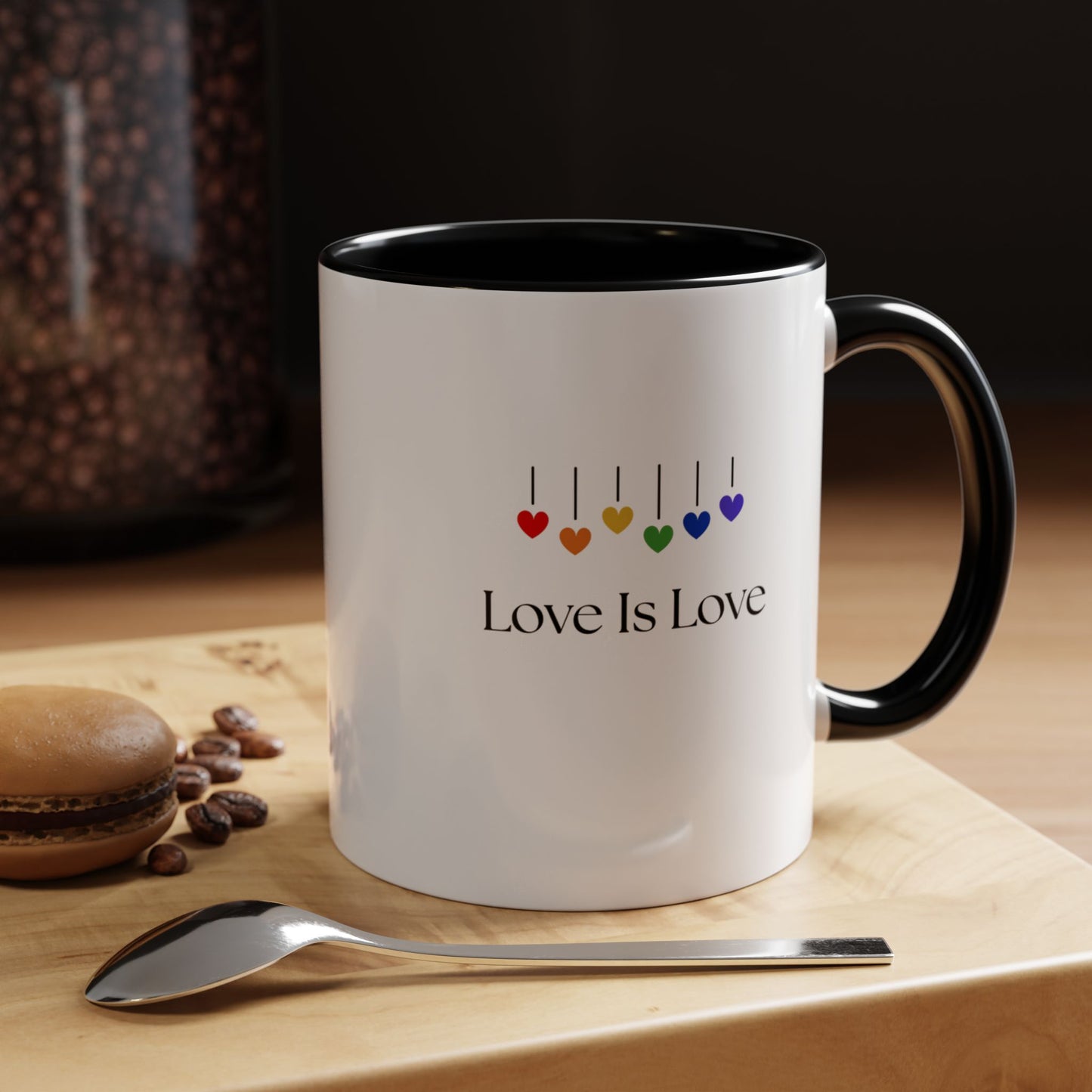 Colorful Love is Love Accent Coffee Mug - Celebrating Diversity & Acceptance, Perfect Gift for Pride