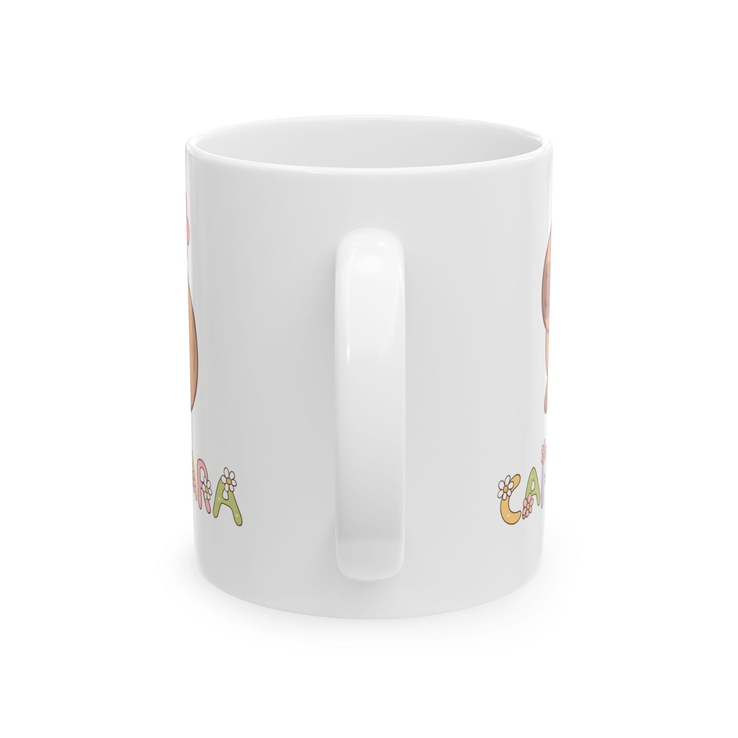 Cute Capybara Ceramic Mug with Floral Design
