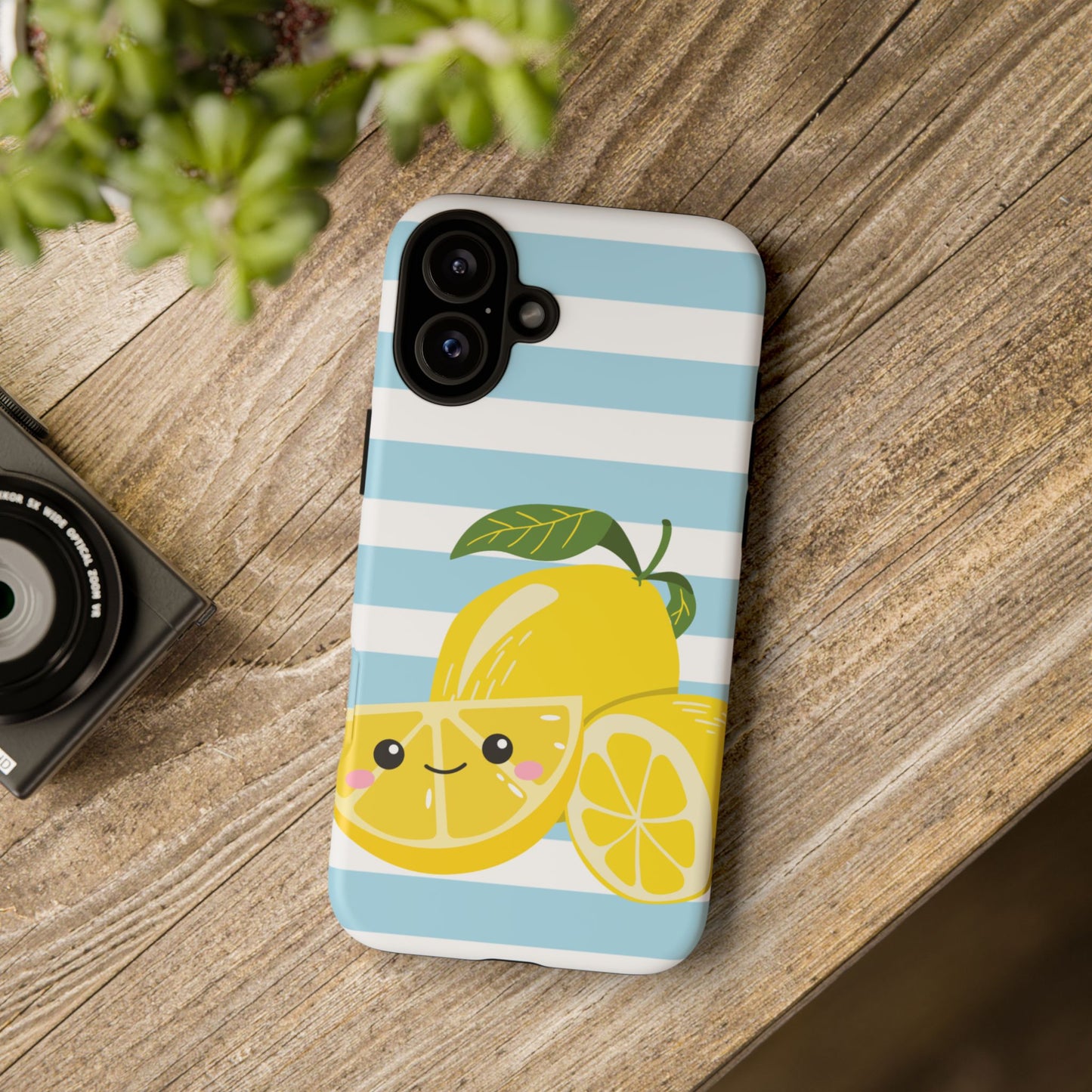 Striped Lemon Phone Case - Tough Cases, Fruit Design, Fun iPhone Cover, Summer Accessories, Bright Phone Protection