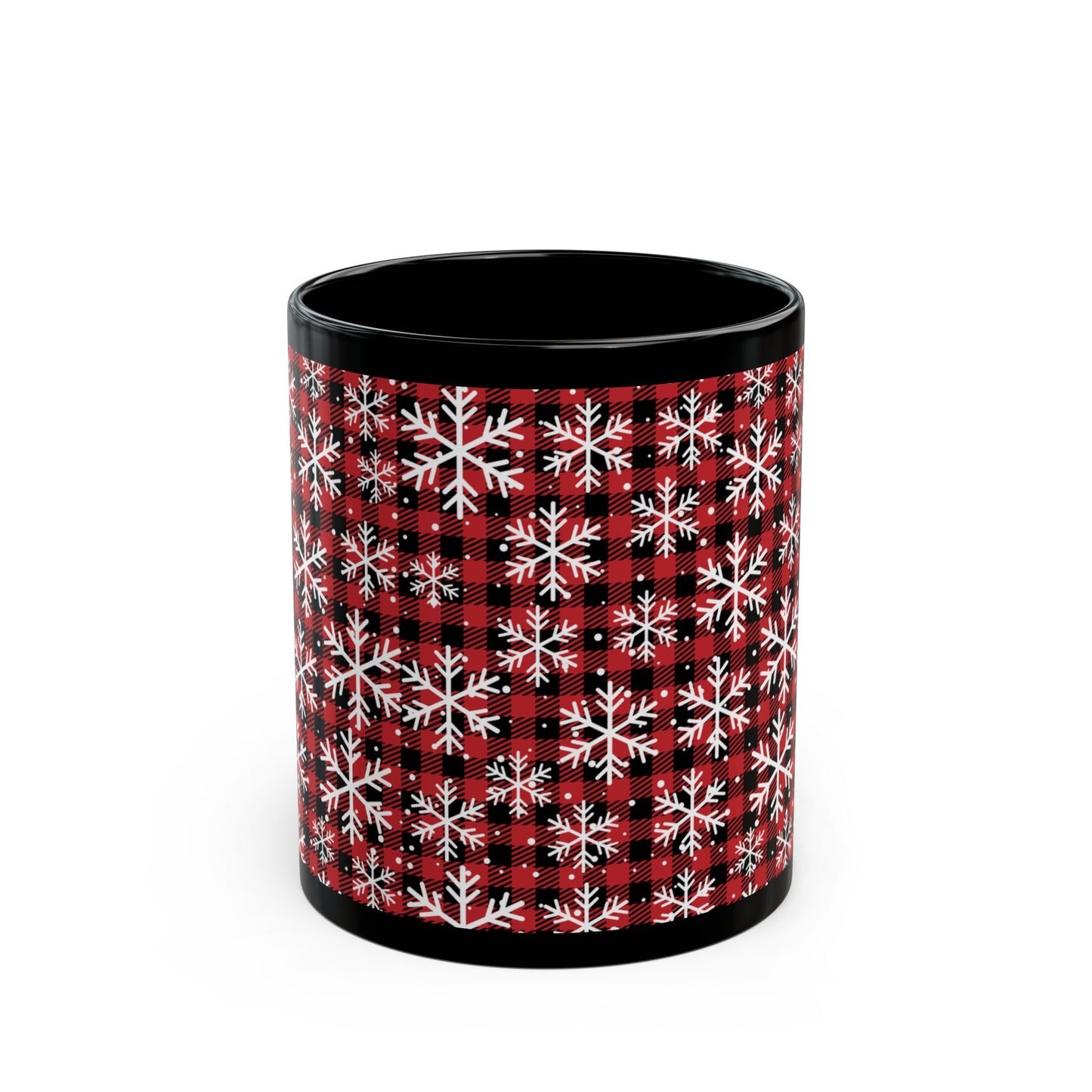 Buffalo Plaid Snowflake Ceramic Mug – Cozy Winter Coffee Cup