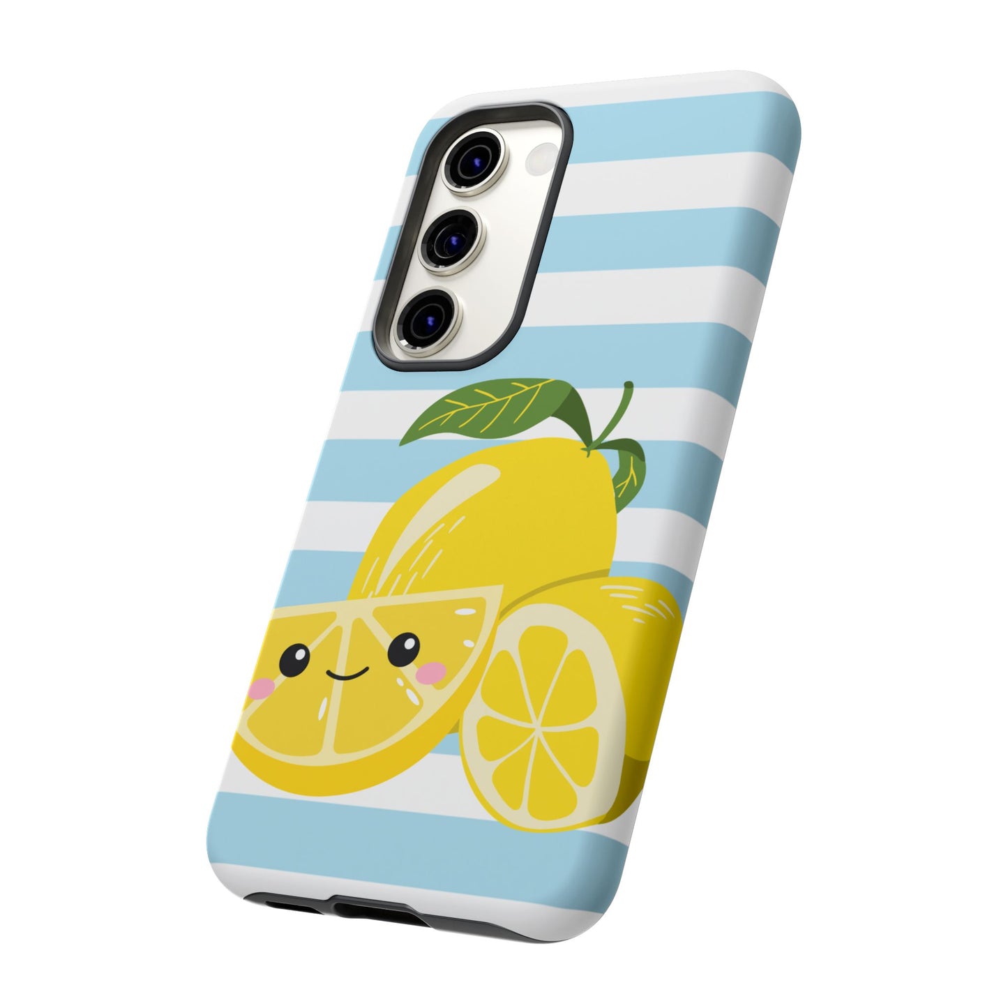 Striped Lemon Phone Case - Tough Cases, Fruit Design, Fun iPhone Cover, Summer Accessories, Bright Phone Protection