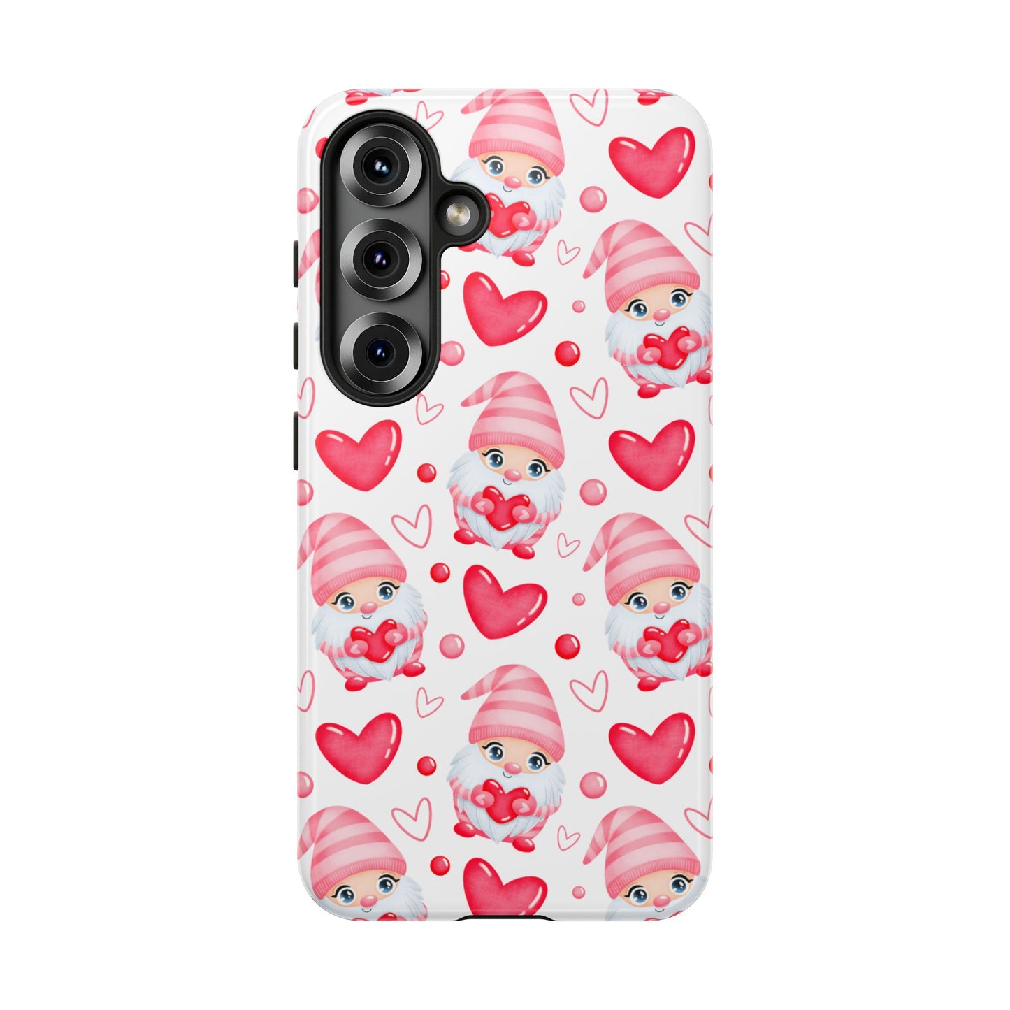 Pink Gnome Heart Phone Case, Festive Gift for Her, Unique Protective Case, Fun Holiday Accessory, Valentine's Day Accessory