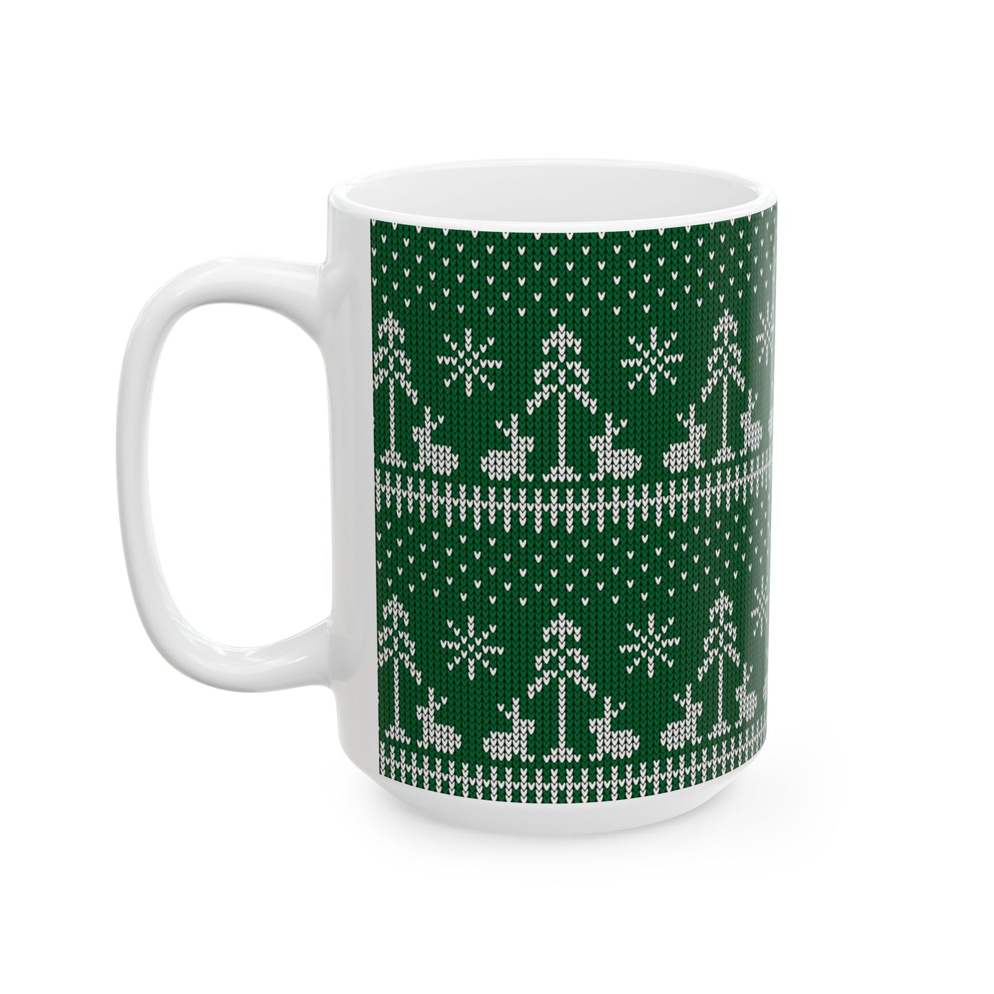 Green Knitted Bunny Holiday Mug