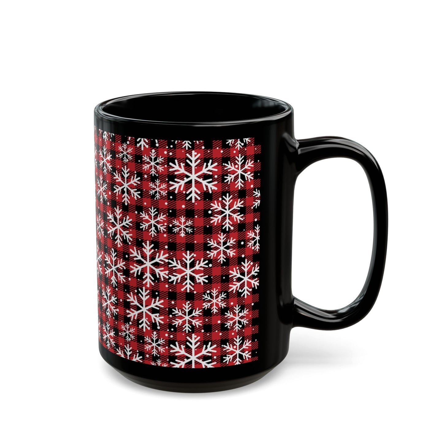 Buffalo Plaid Snowflake Ceramic Mug – Cozy Winter Coffee Cup
