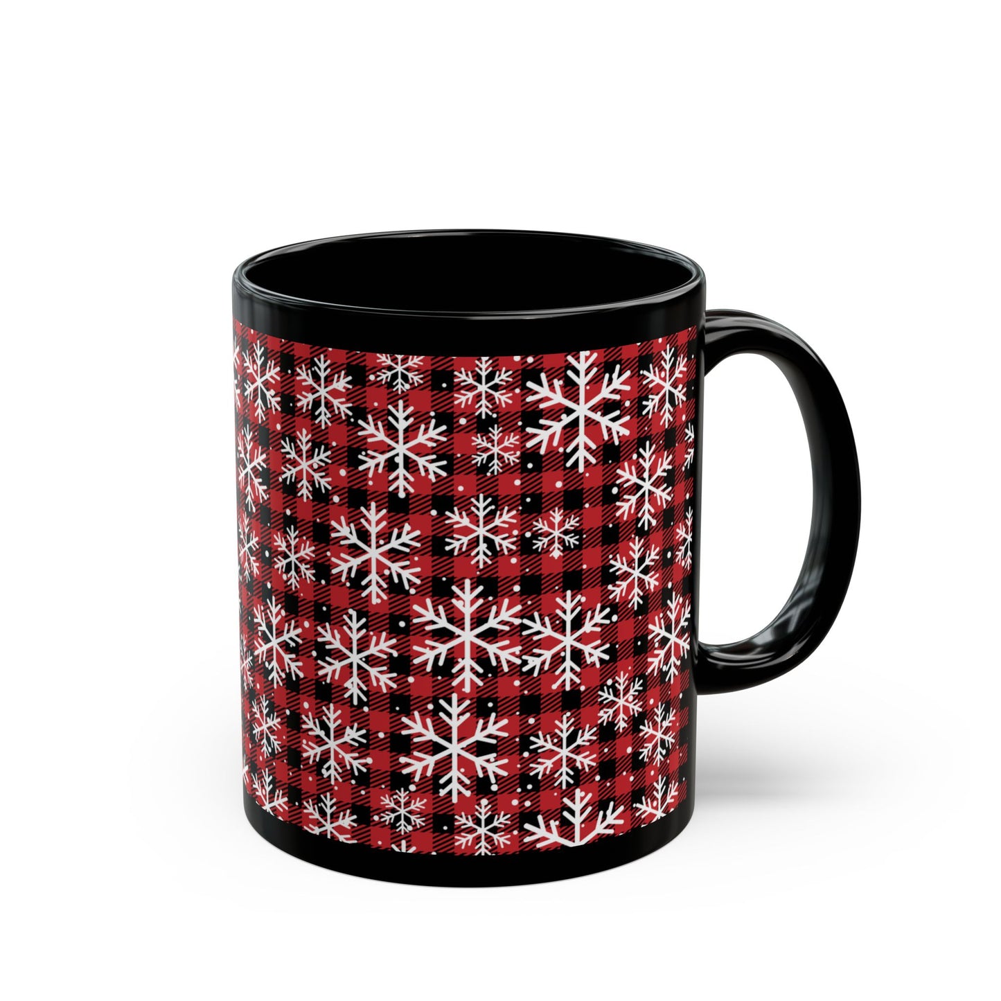 Buffalo Plaid Snowflake Ceramic Mug – Cozy Winter Coffee Cup