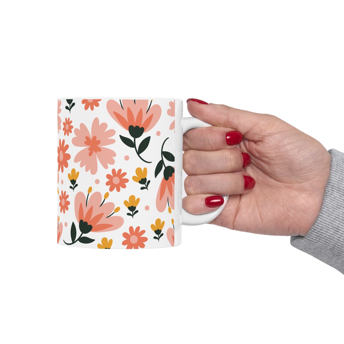 Pink Floral Coffee Mug – Cute Gift for Friends, Moms & Coworkers