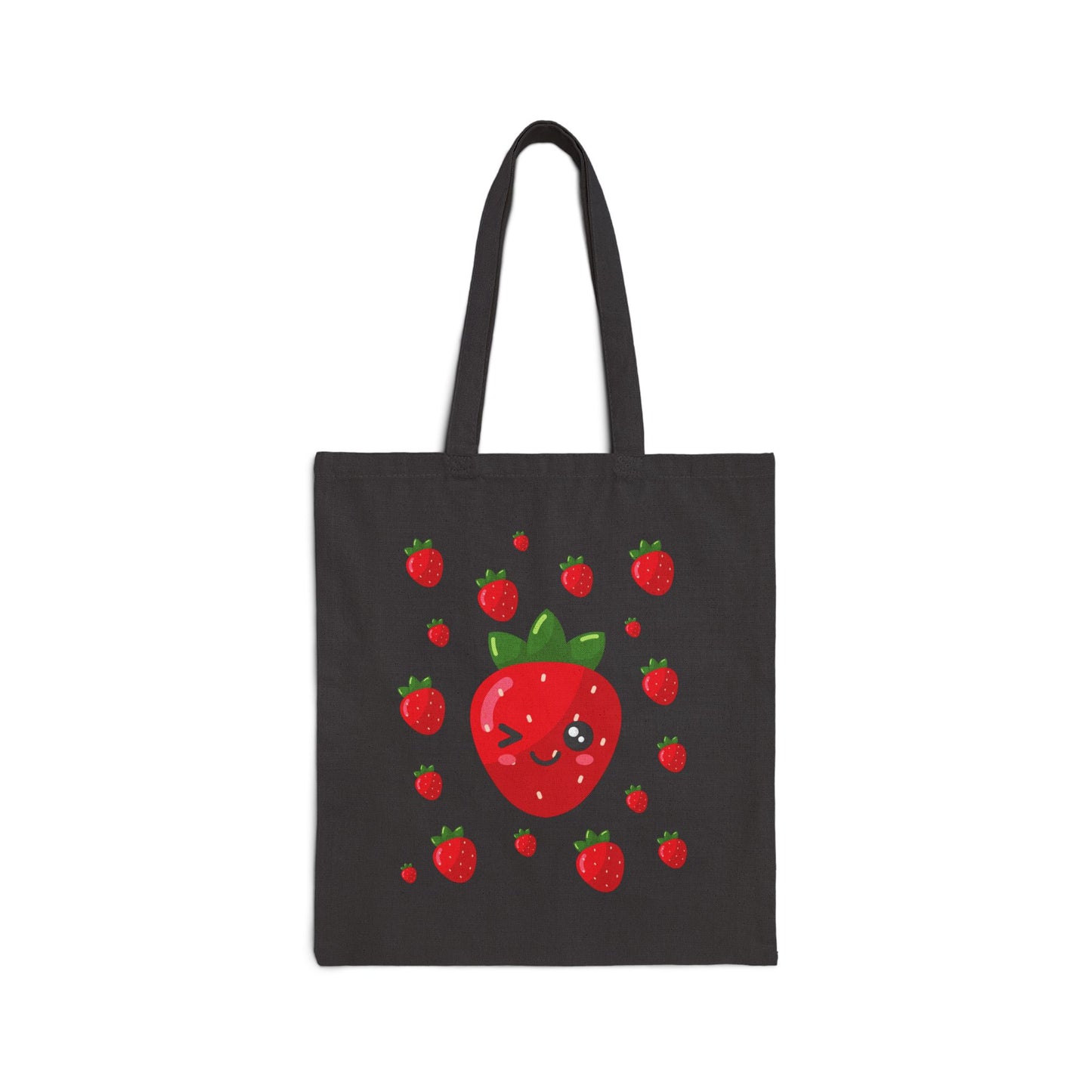 Kawaii Strawberry Canvas Tote Bag, Eco-Friendly Shopping Bag, Cute Tote for Groceries, Beach, or School, Gift for Fruit Lovers