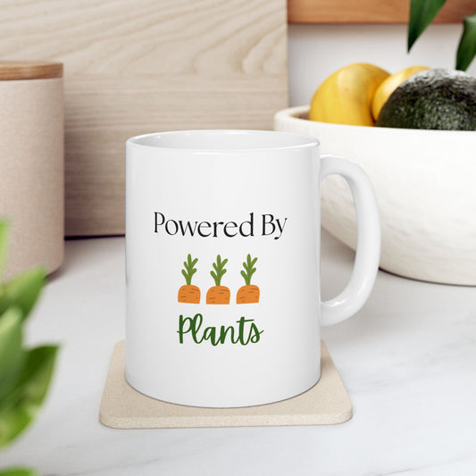 Power by Plants Ceramic Mug - Unique Veggie Lover Gift for Home, Coffee, Tea, Kitchen, Eco-Friendly, Gardening