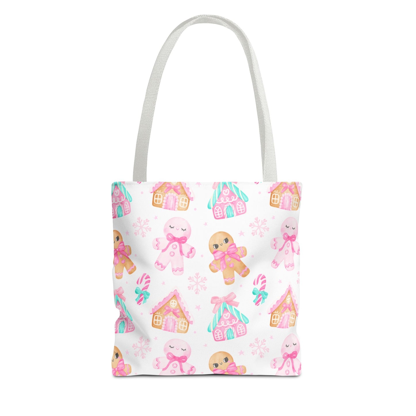 Pink Gingerbread Tote Bag | Cute Candy Cane Gift Bag, Christmas Shopping, Festive Holiday Tote, Winter Carryall, Seasonal Accessory